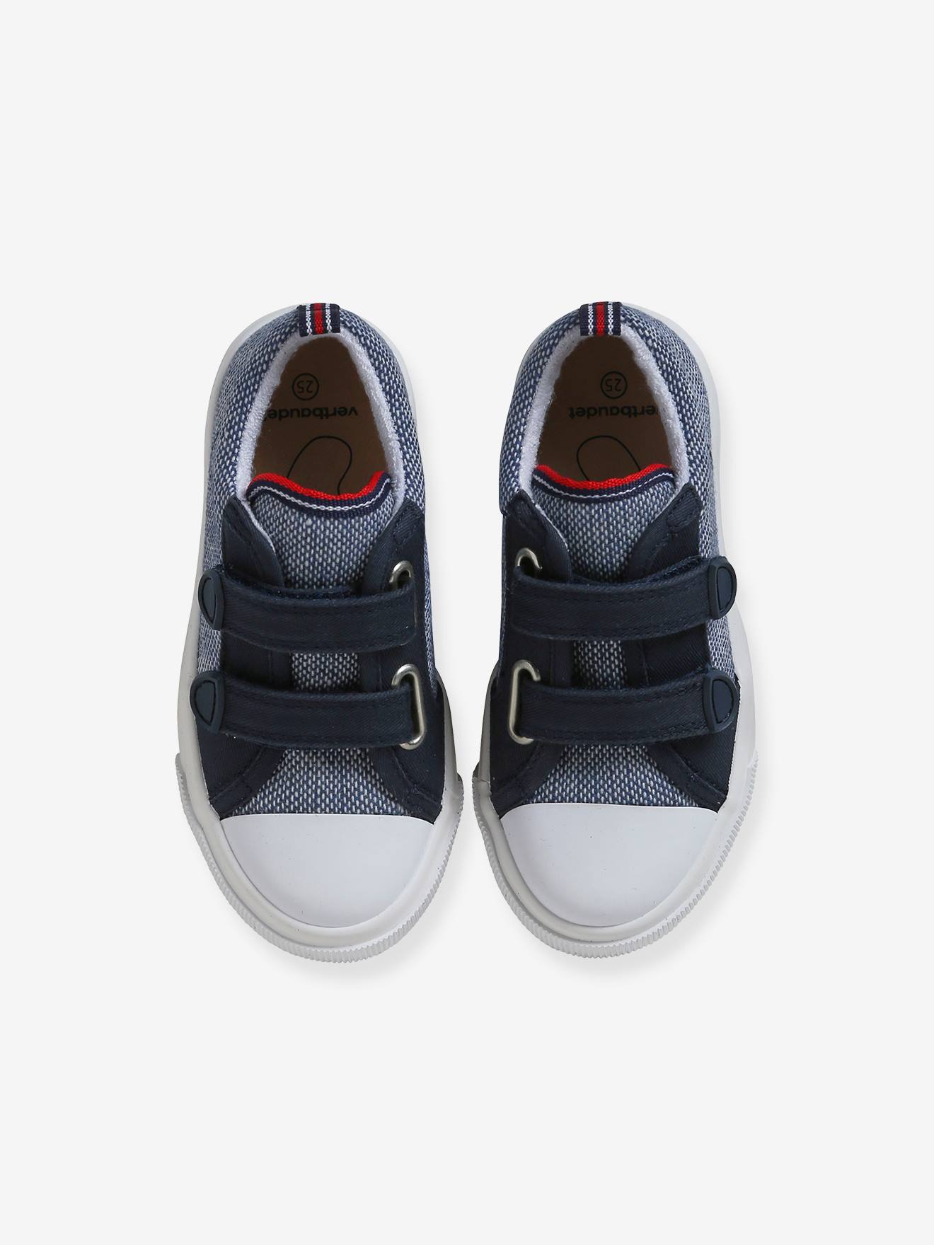 Vertbaudet Kinder Stoff-Sneakers mit Klett und Anziehtrick - set blau