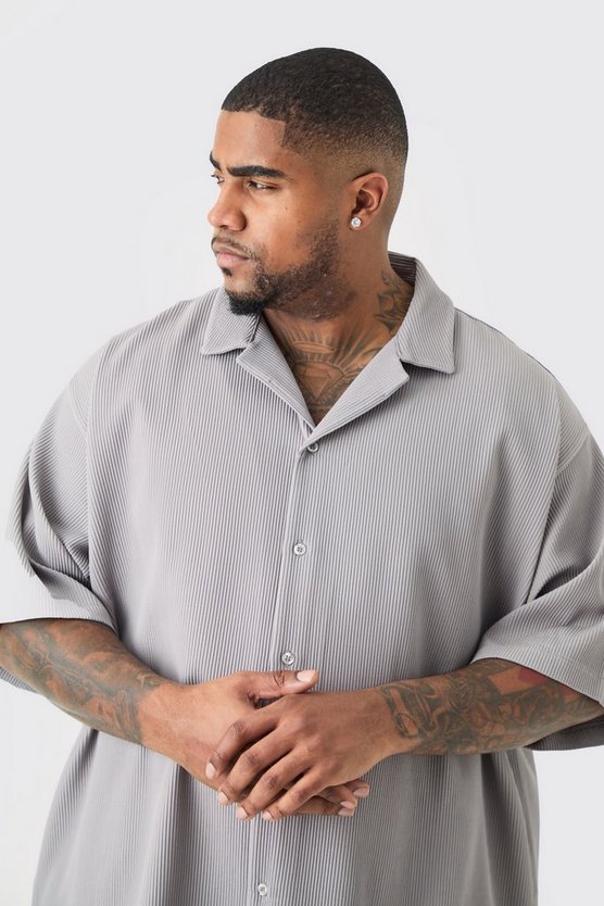 Plus kurzärmliges Oversize Hemd