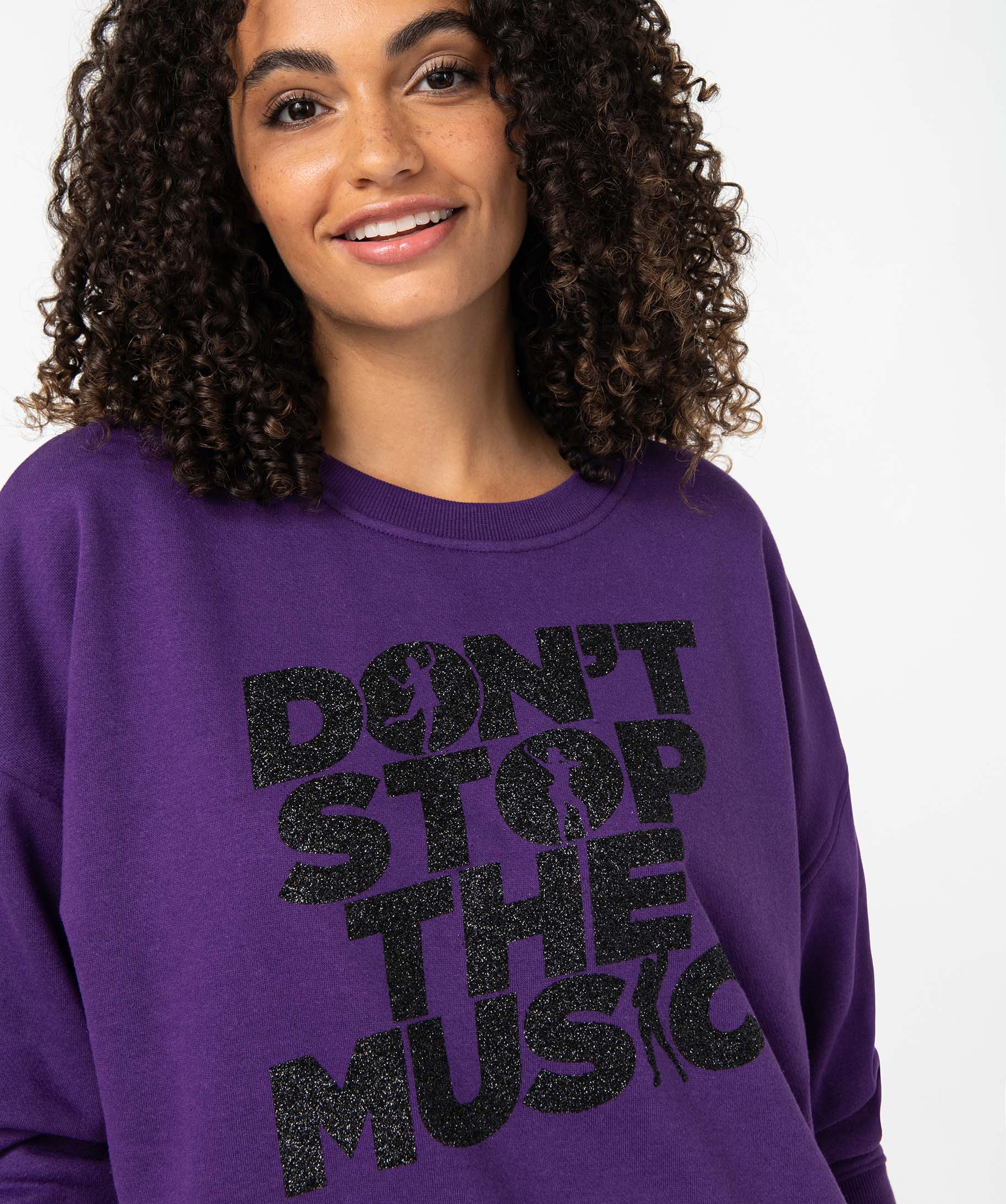 Sweat femme en molleton doux à paillettes - Just dance violet | GEMO