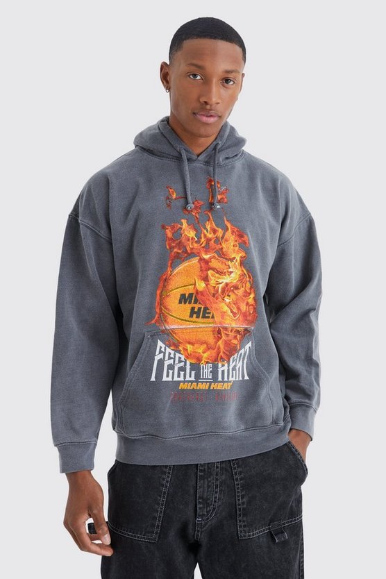 Oversize Hoodie mit Miami Heat Nba-Print