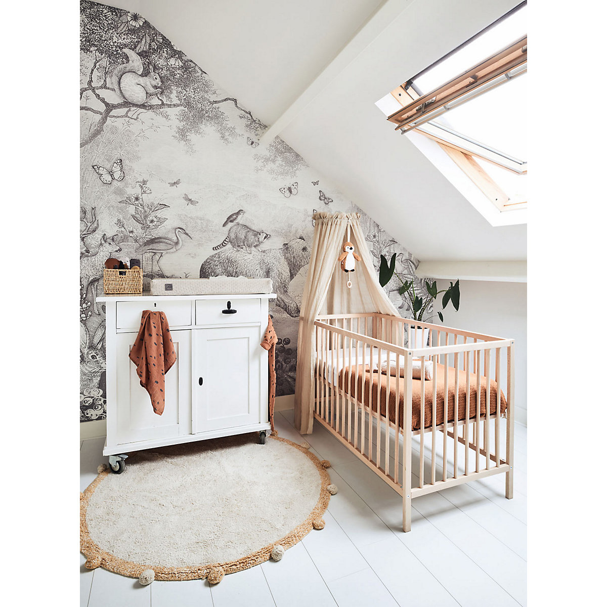 Betthimmel vintage, 155 cm, nougat
