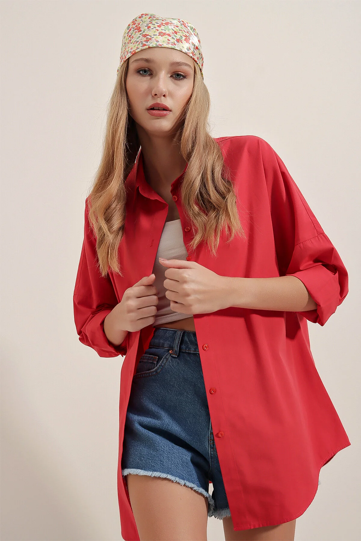 Bigdart  3900 Oversize-Lang-Basic-Hemd – Rot