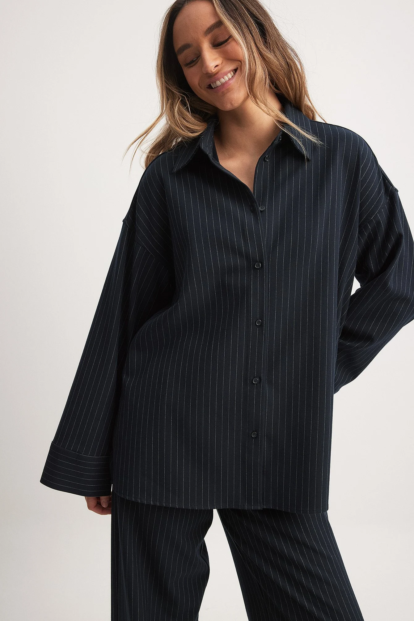 Gestreifte oversized Hemdbluse