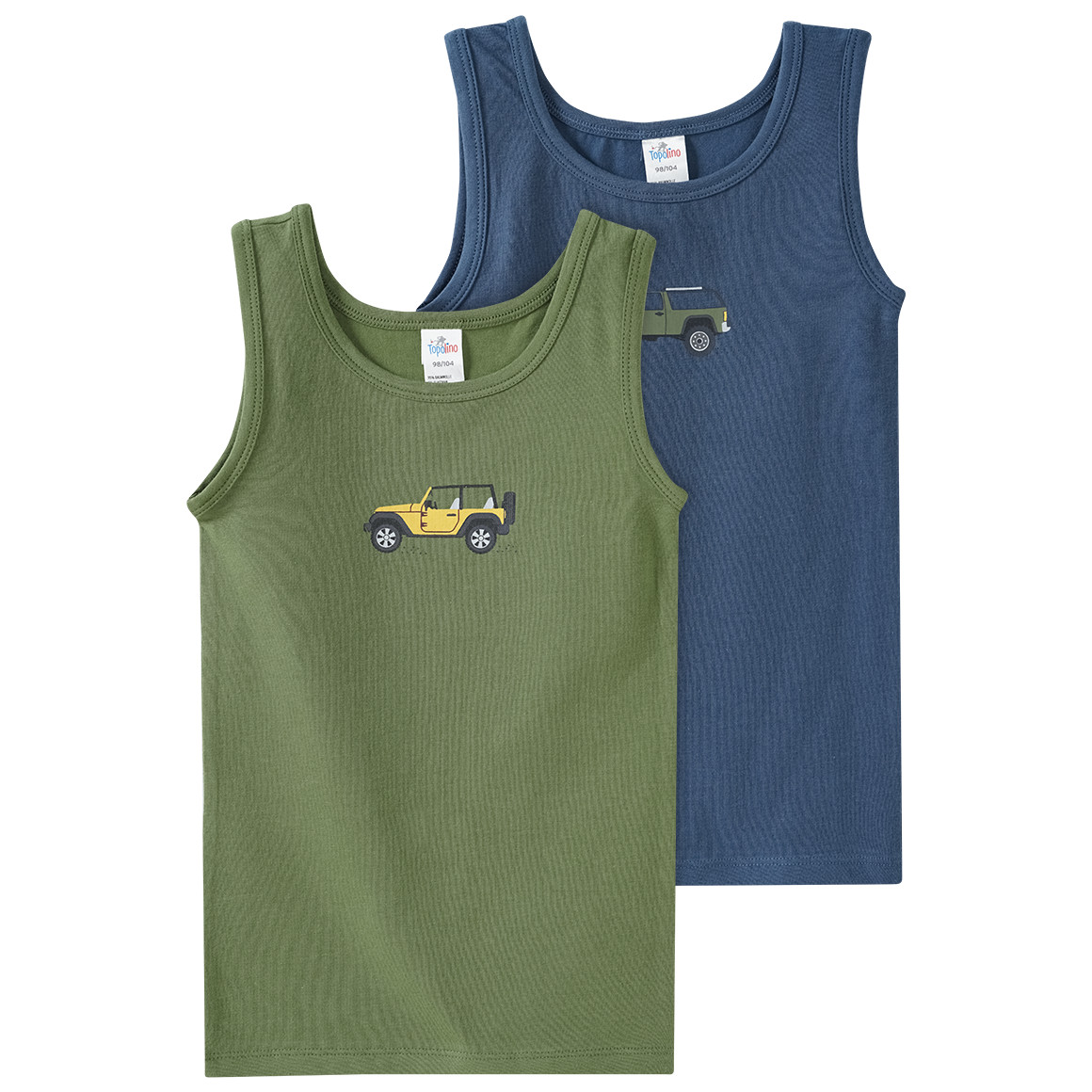 2 Jungen Unterhemden mit Fahrzeug-Print