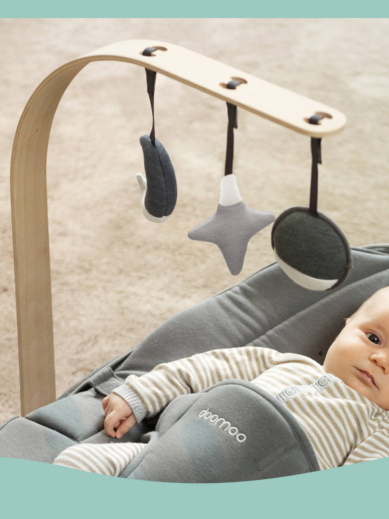Transat et pouf Doomoo Seat’n Swing BABYMOOV avec balancelle intégrée anthracite