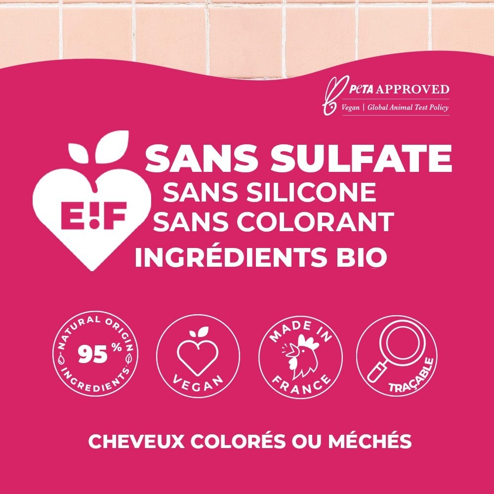 Energie Fruit farveglansshampoo, sulfatfri - til farvet eller highlightet hår - økologisk hindbæreddike og kirsebærblomst