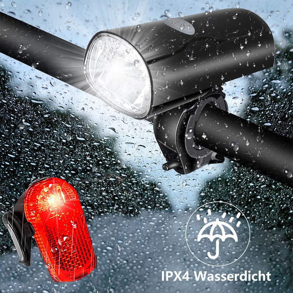 zggzerg Fahrradbeleuchtung LED Fahrradlicht Set,STVZO Zugelassen Fahrradbeleuchtung USB Aufladbar