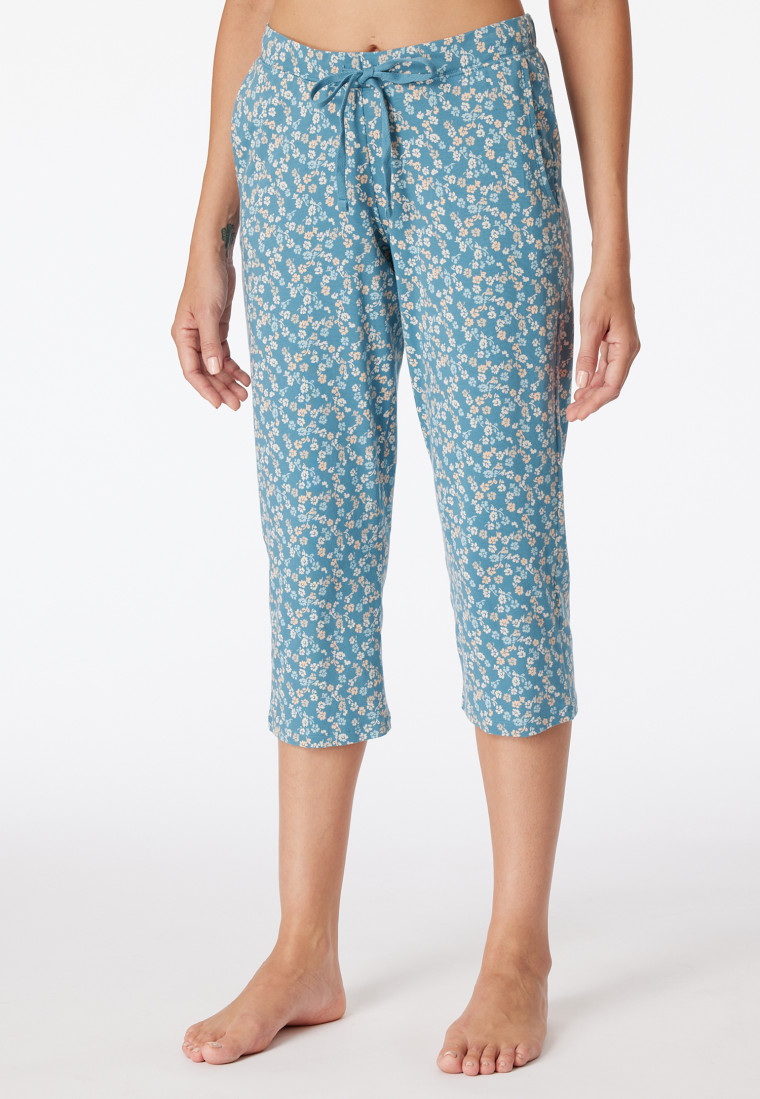 Hose 3/4-lang Blumen blaugrau - Mix+Relax