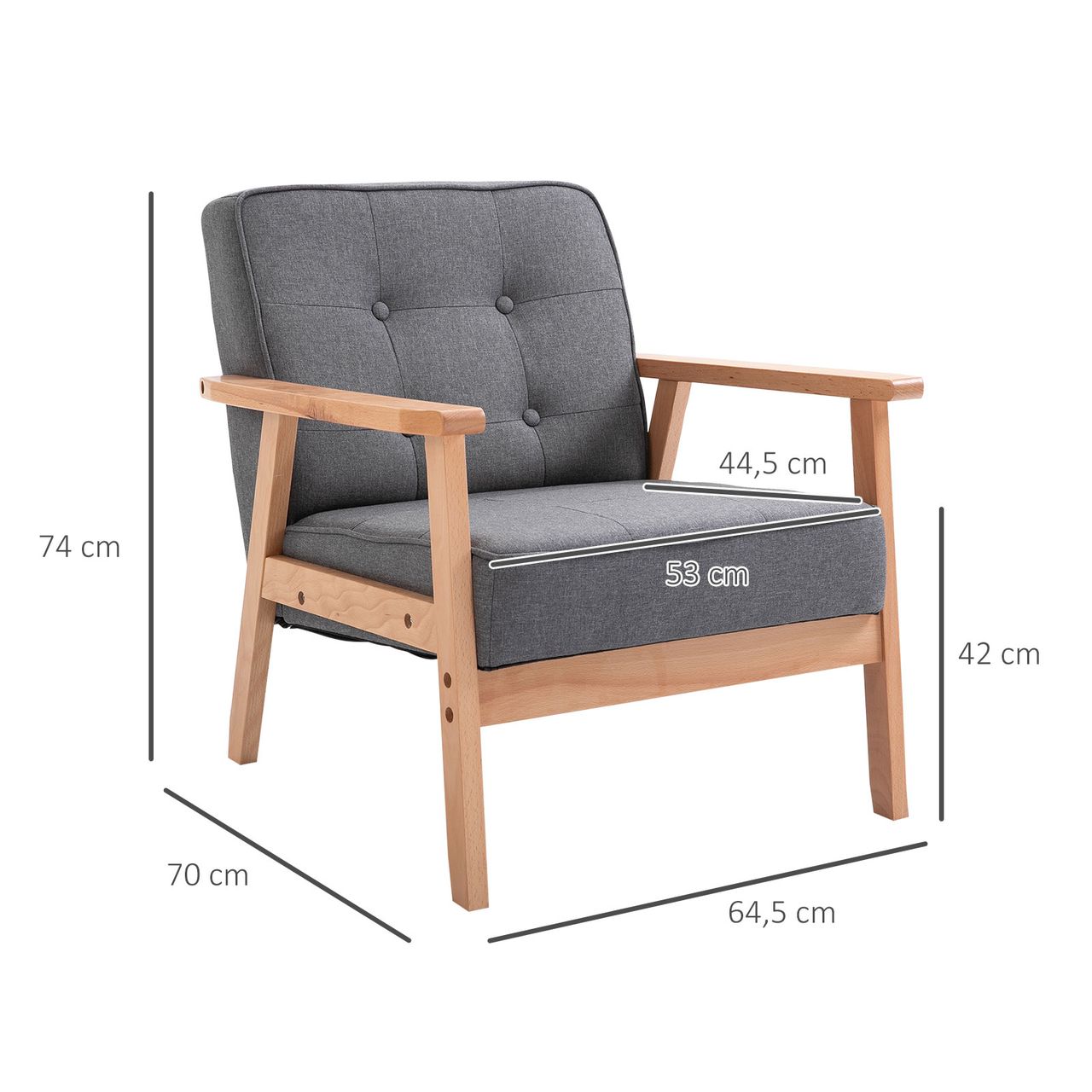 HOMCOM Einzelsofa Loungesessel Relaxstuhl Polsterstuhl Armlehnen Leinen
