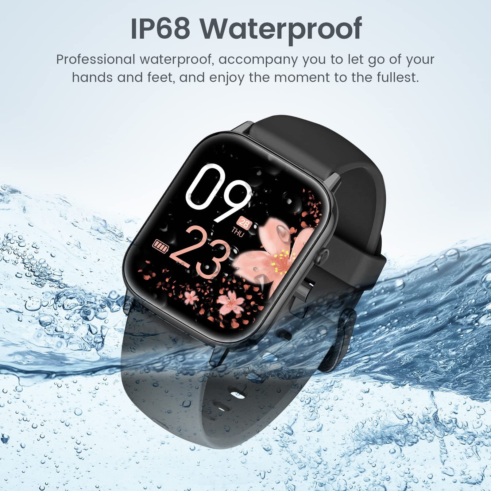Tisoutec Smartwatch Damen Herren, Fitness Tracker Uhr mit Anruffunktion, Smartwatch (Fitnessuhr mit Telefonfunktion 1,85