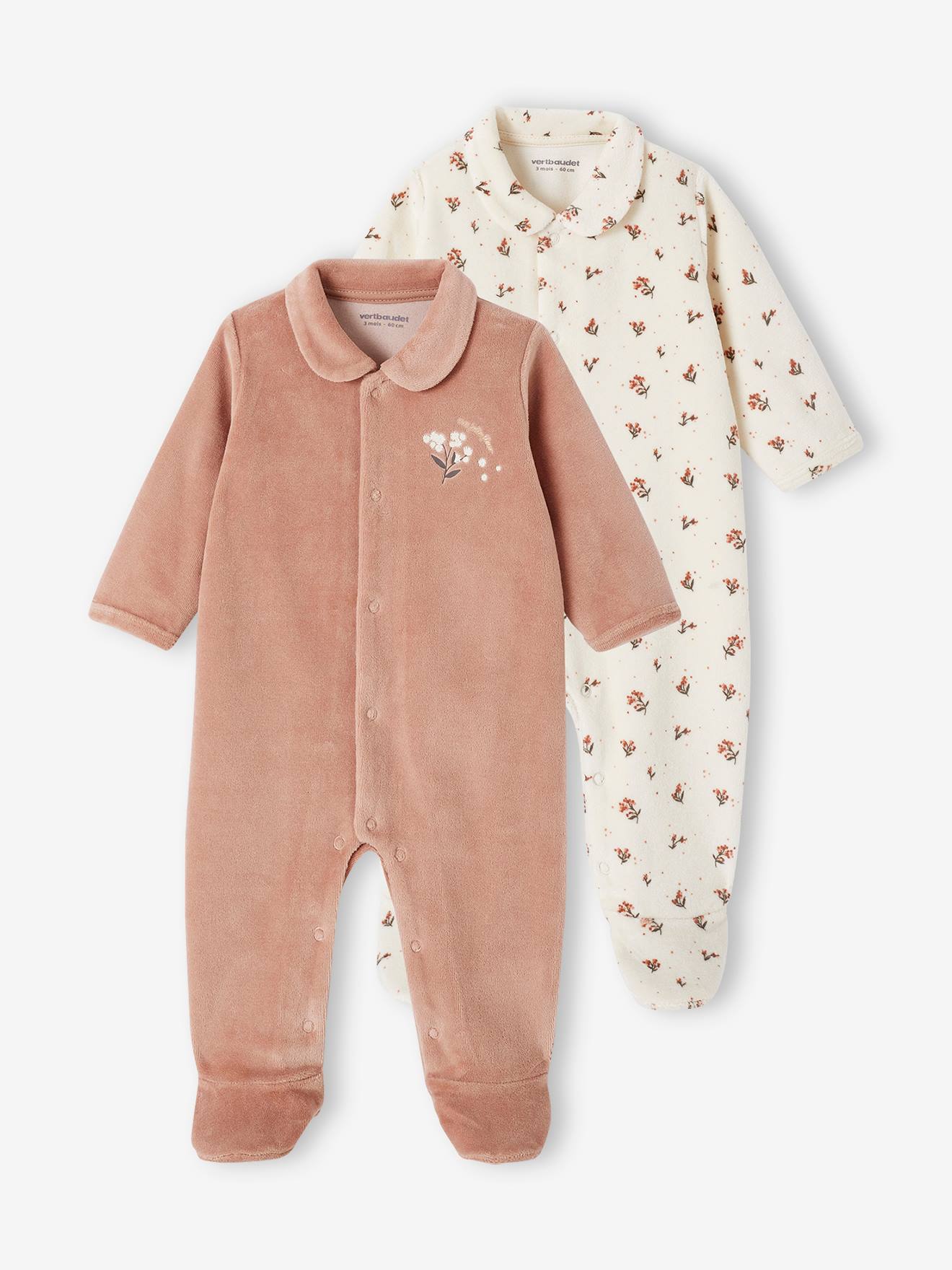 Lot de 2 dors-bien bébé en velours ouverture naissance cappuccino