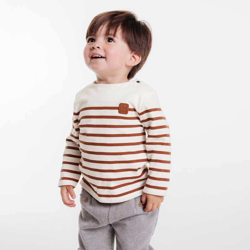 T-shirt marinière marron bébé garçon