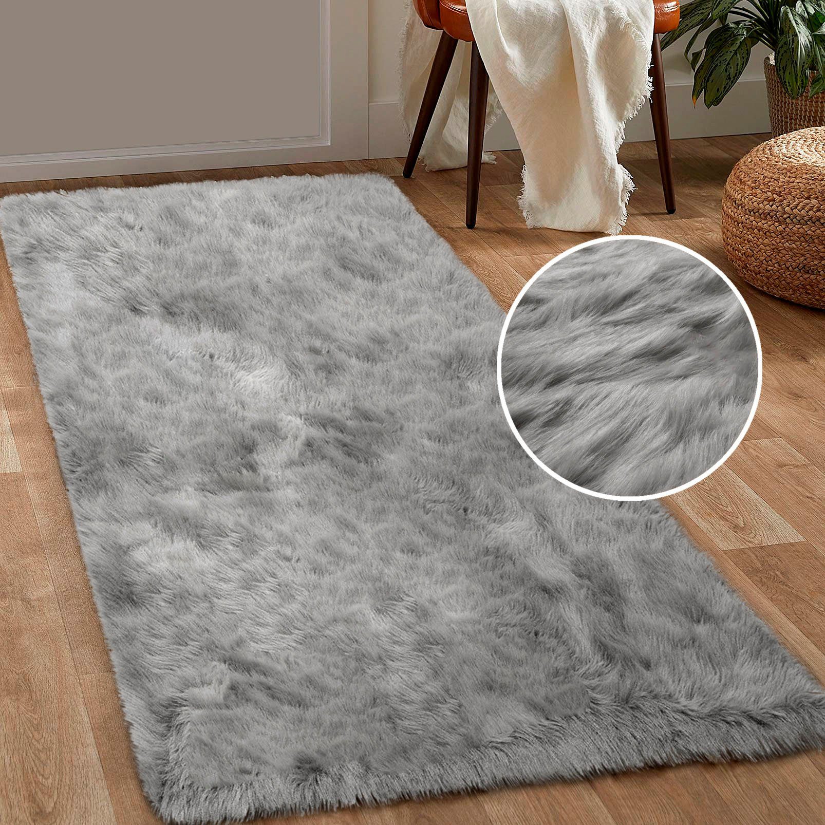 Läufer Valeria Hochflor Teppich kuschelig, Home affaire, rechteckig, Höhe: 60 mm, Kunstfell, Brücke, Teppiche, Wohnzimmer, Schlafzimmer, Esszimmer