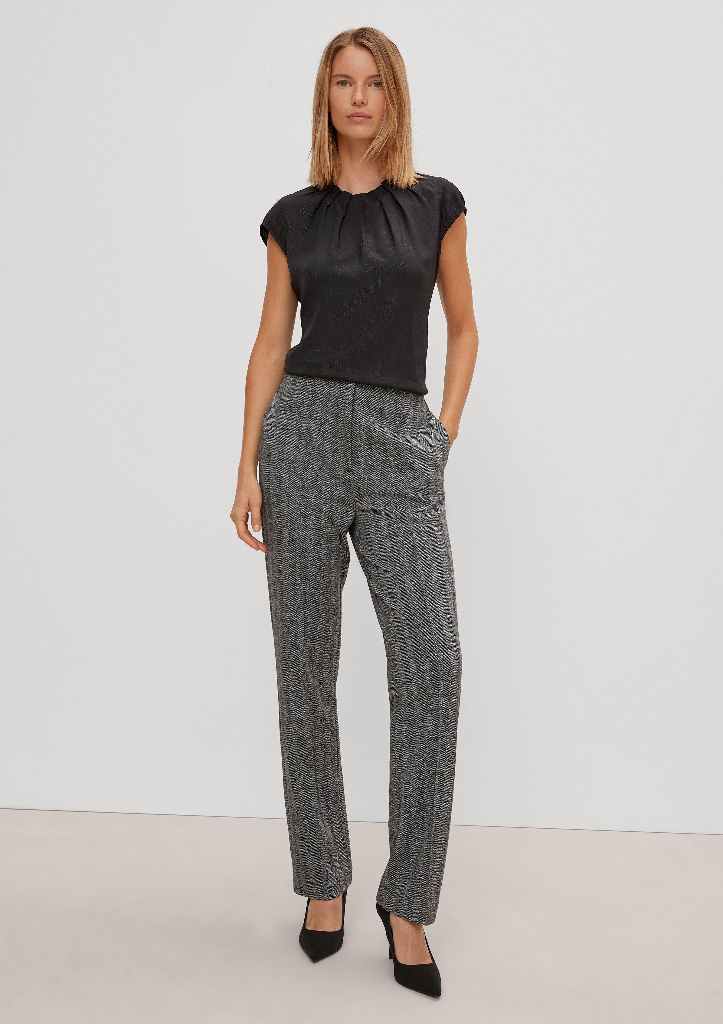 Viskosebluse mit Strukturmuster - schwarz