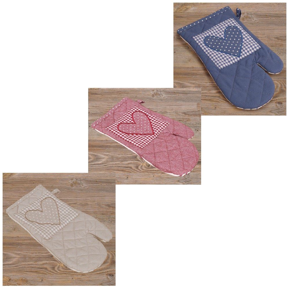 matches21 HOME & HOBBY Topflappen Topfhandschuh Landhaus Premium Karo Herz 33x17 cm, (1-tlg)