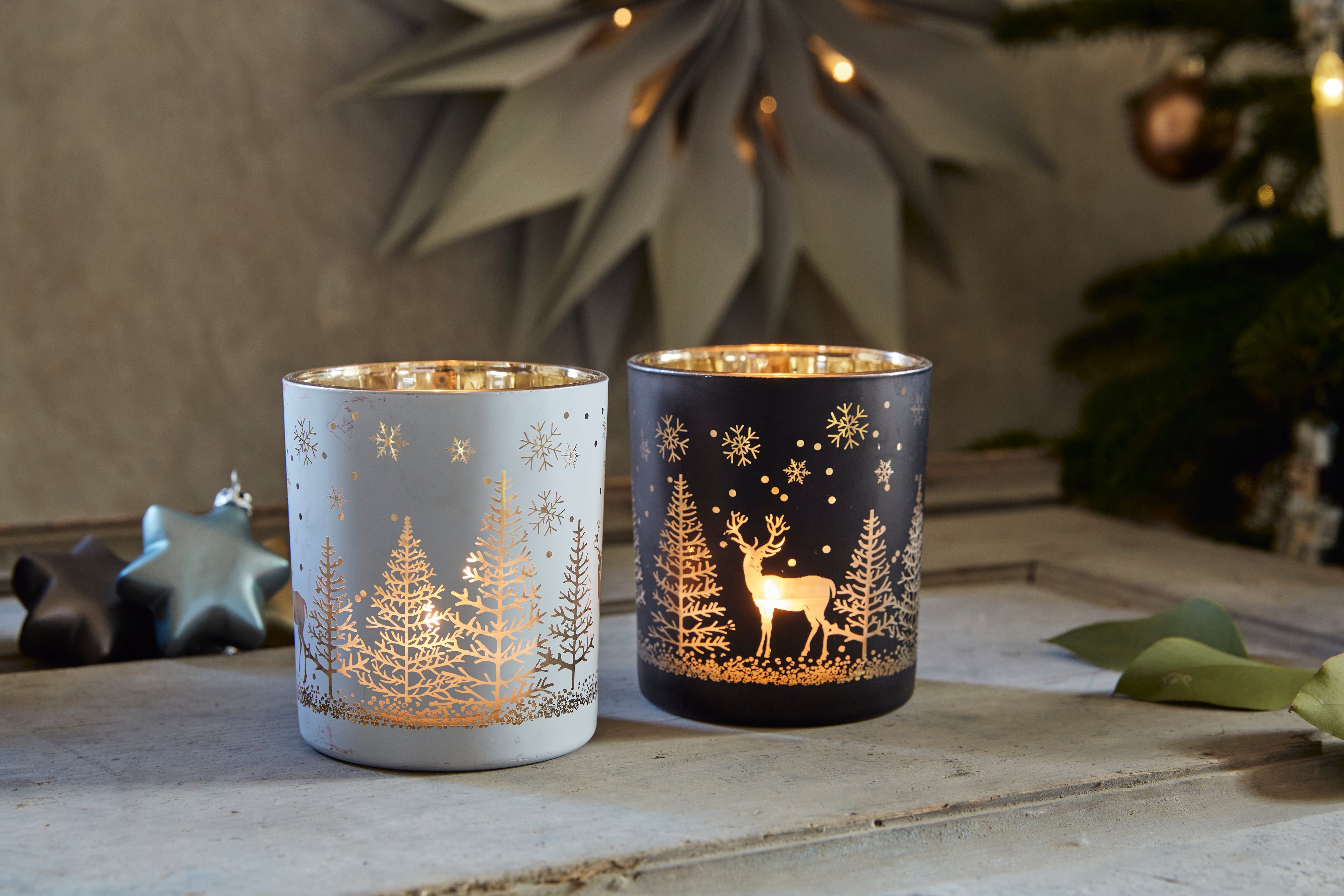 Creativ deco Teelichthalter Weihnachtsdeko (4 St), mit goldfarbener Innenseite