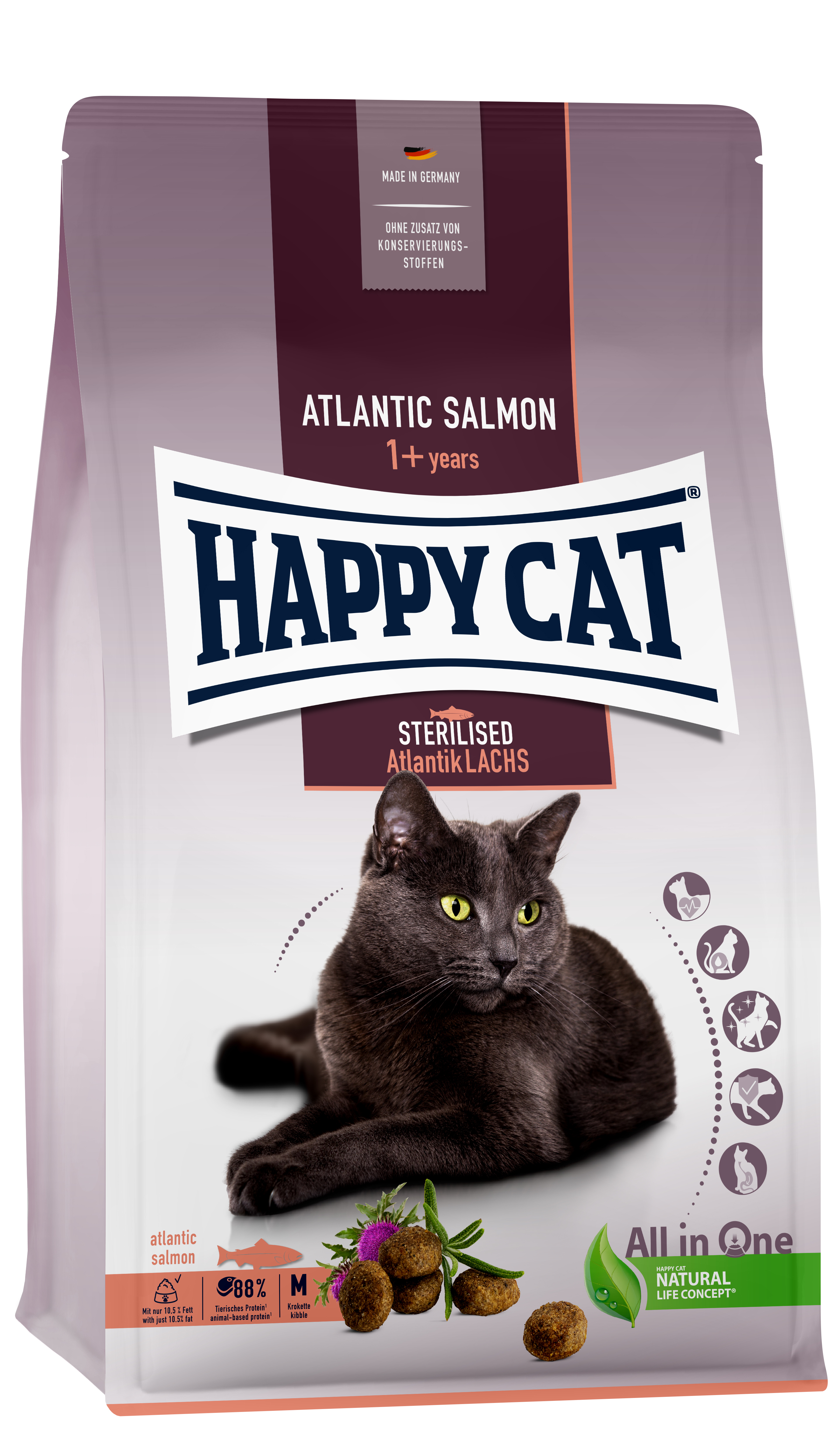 HAPPY CAT Trockenfutter HAPPY CAT Sterilised Adult Atlantik Lachs 10 kg