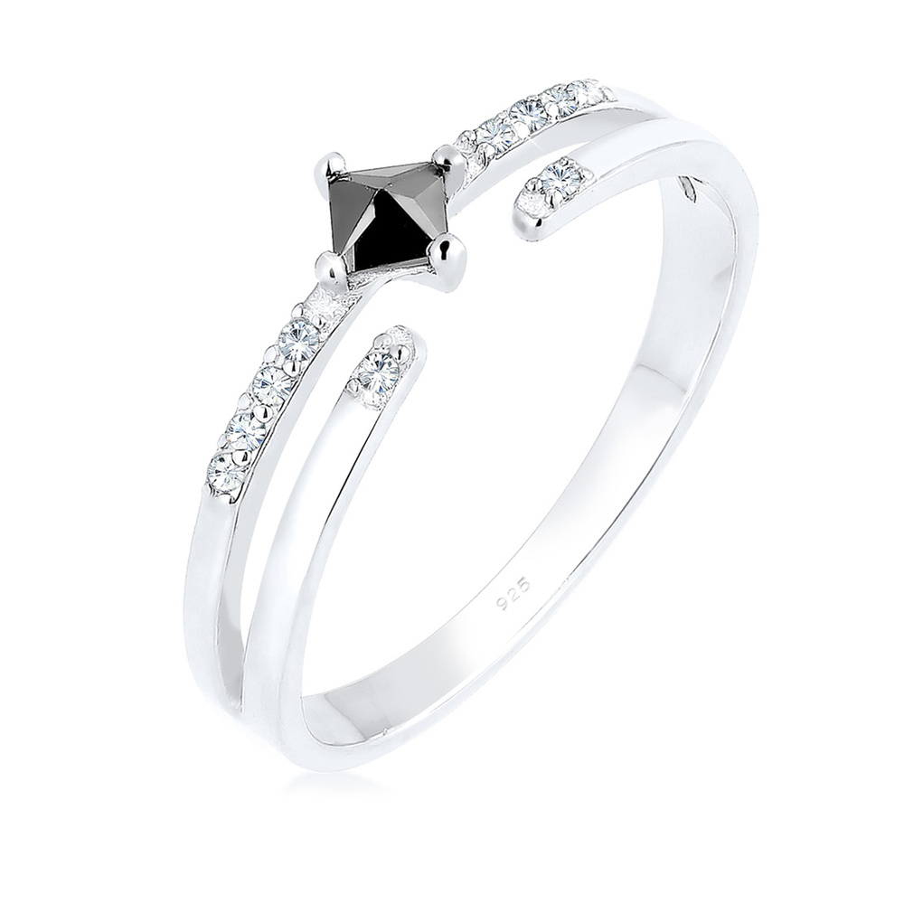 Elli Elli Bague enroulante Zircone Cristaux - Argent 925 Bague