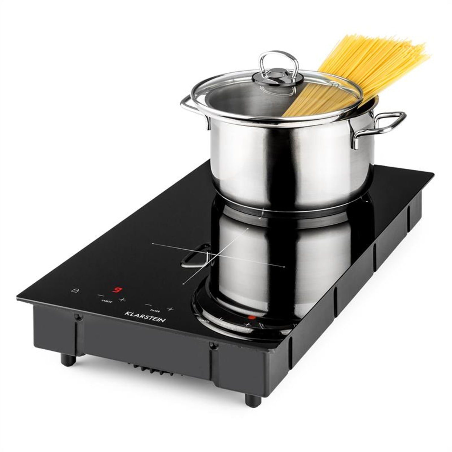 Klarstein Induktions-Kochfeld VariCook Domino Induktionskochfeld Doppelkochfeld 3100W Glaskeramik CP5-Varicook-Domino, Induktionskochfeld 2 Zonen Glaskeramik Kochfeld Induktion