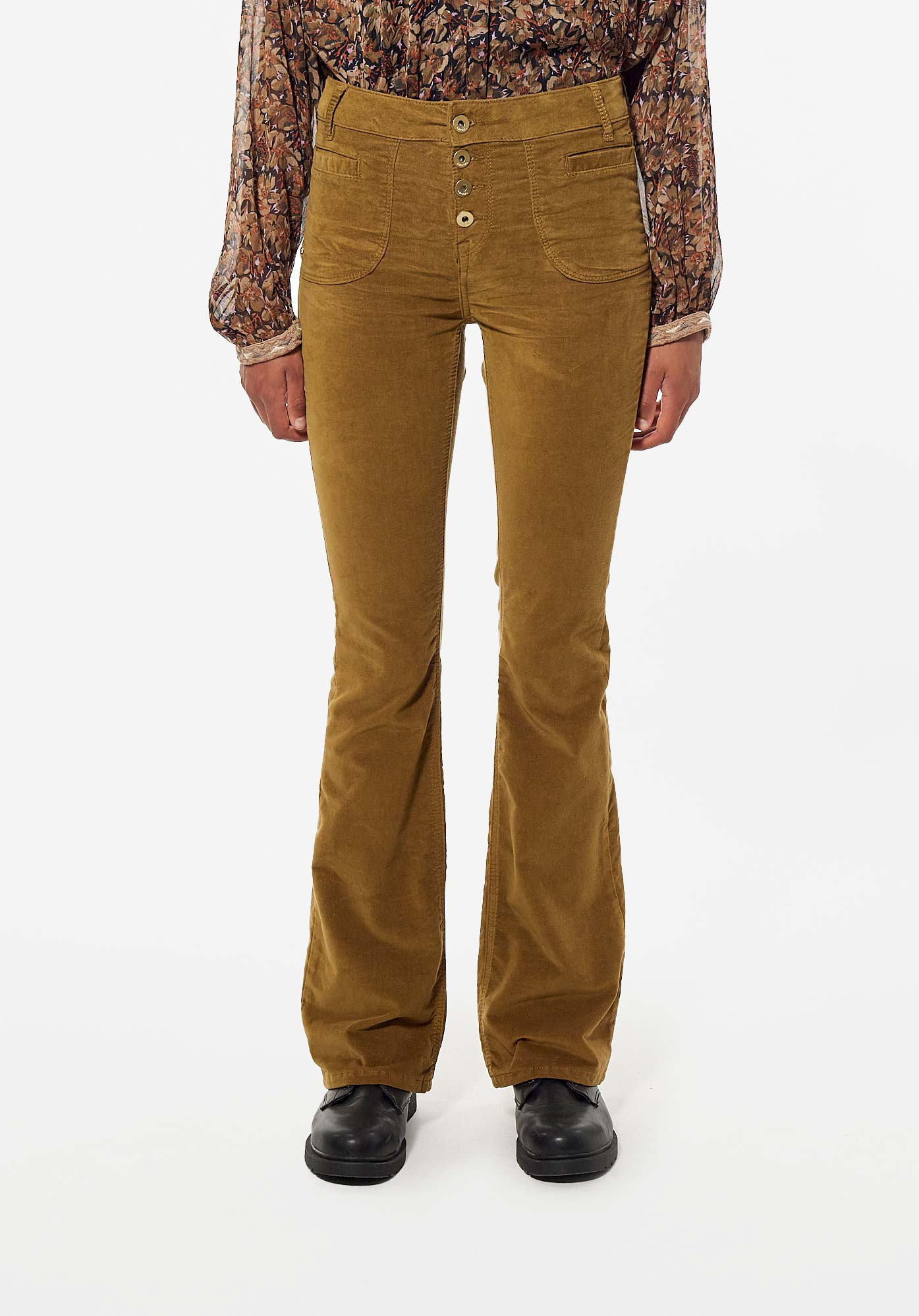 LUCKY  Jean beige bootcut Femme