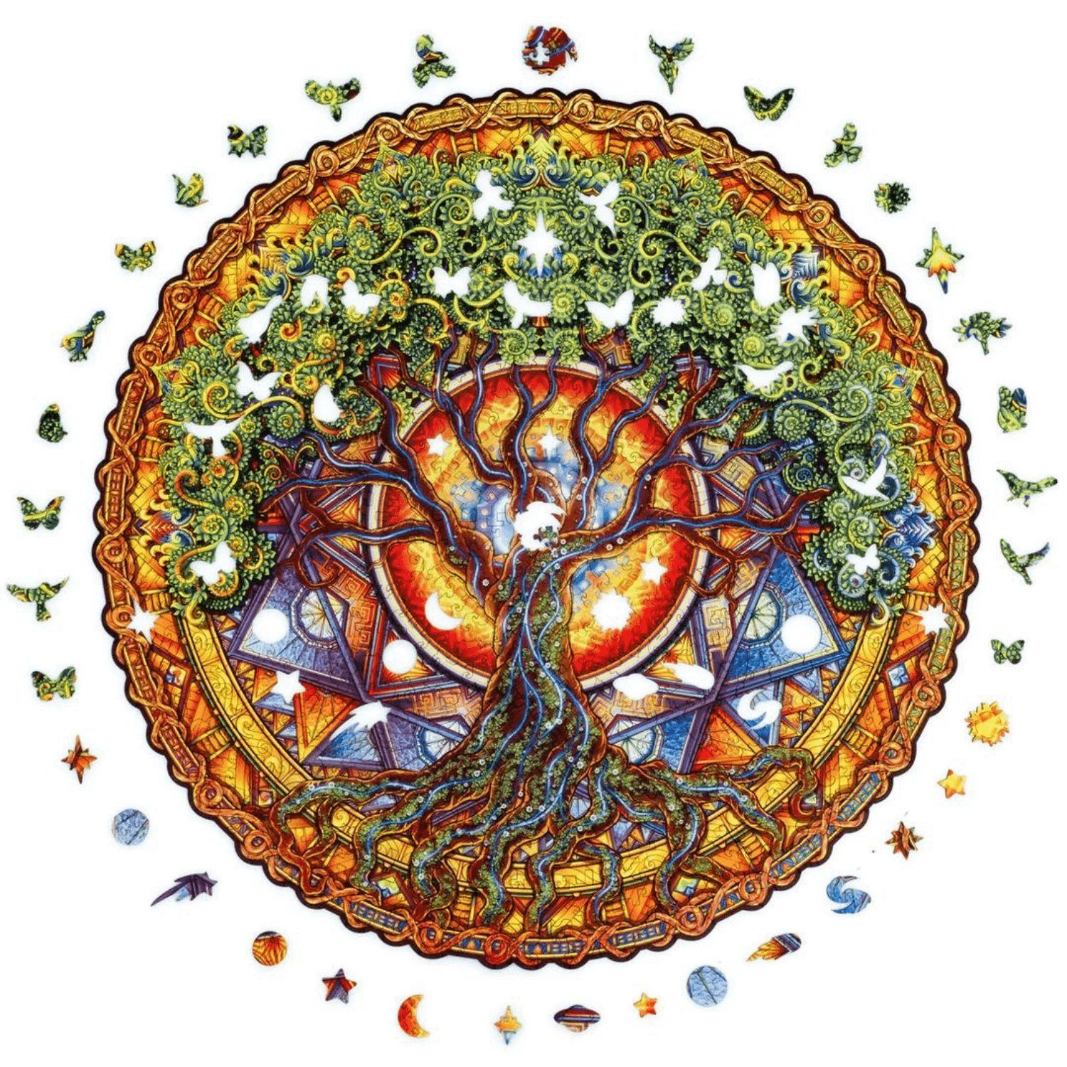 Unidragon Puzzle Unidragon Mandala Puzzle Tree of Life Holzpuzzle, 200 Puzzleteile