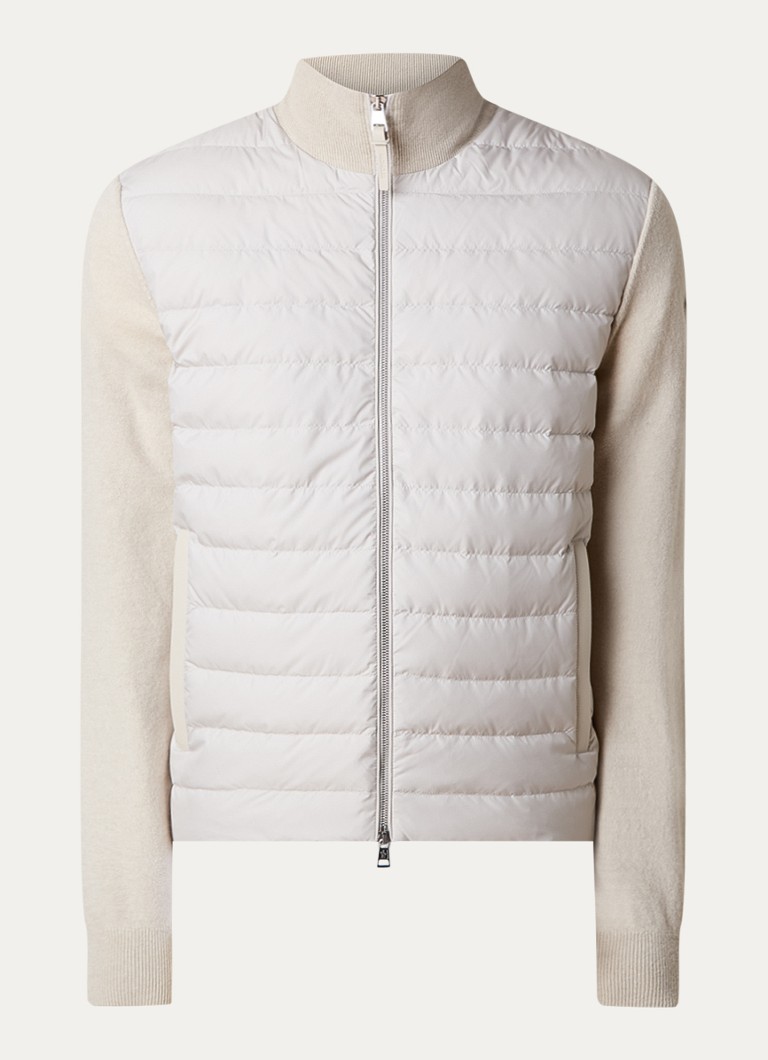 Cardigan Moncler fin țesut, cu față matlasată, din amestec de cașmir.