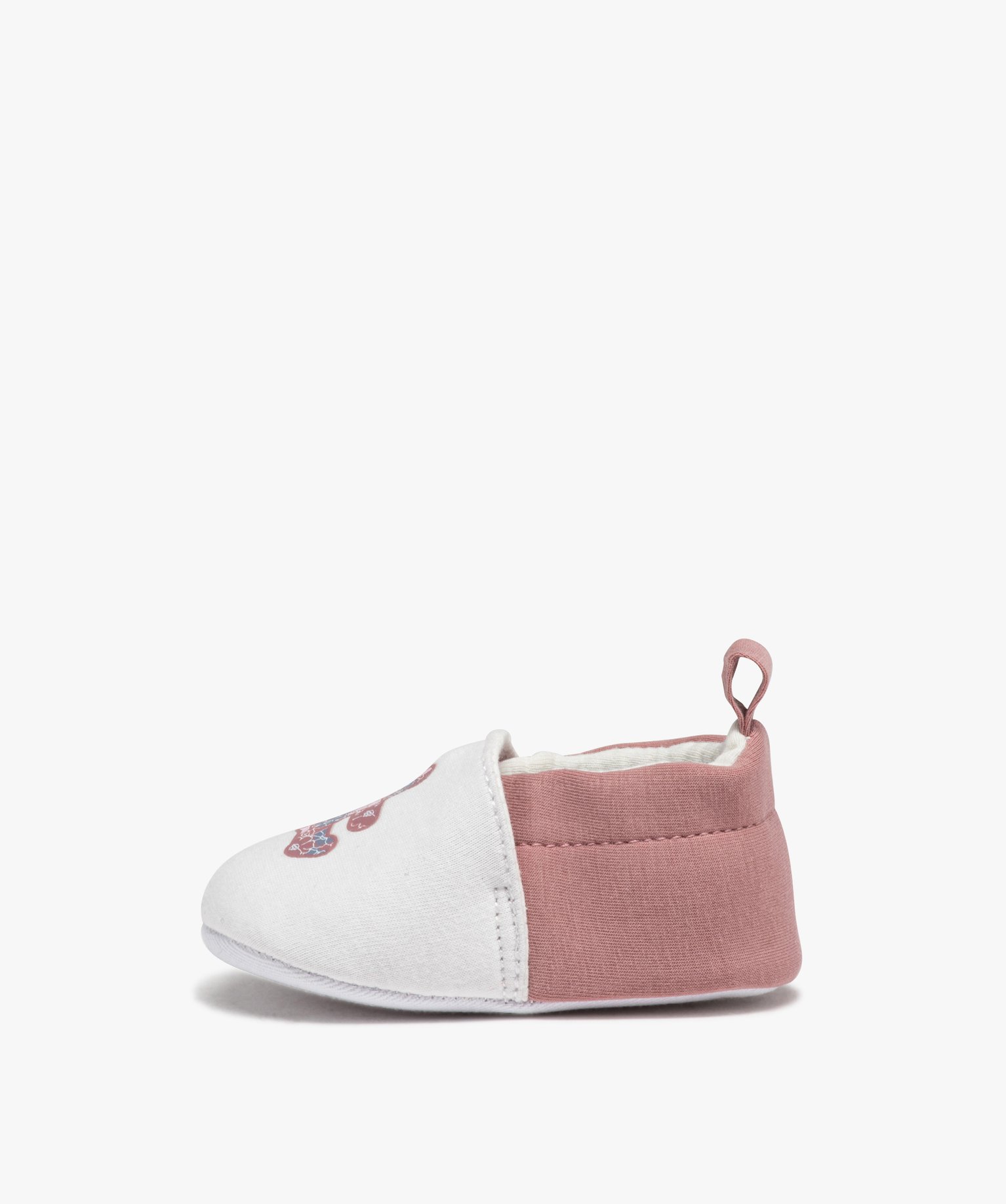 Chaussons de naissance bébé fille en jersey avec ourson im... blanc | GEMO
