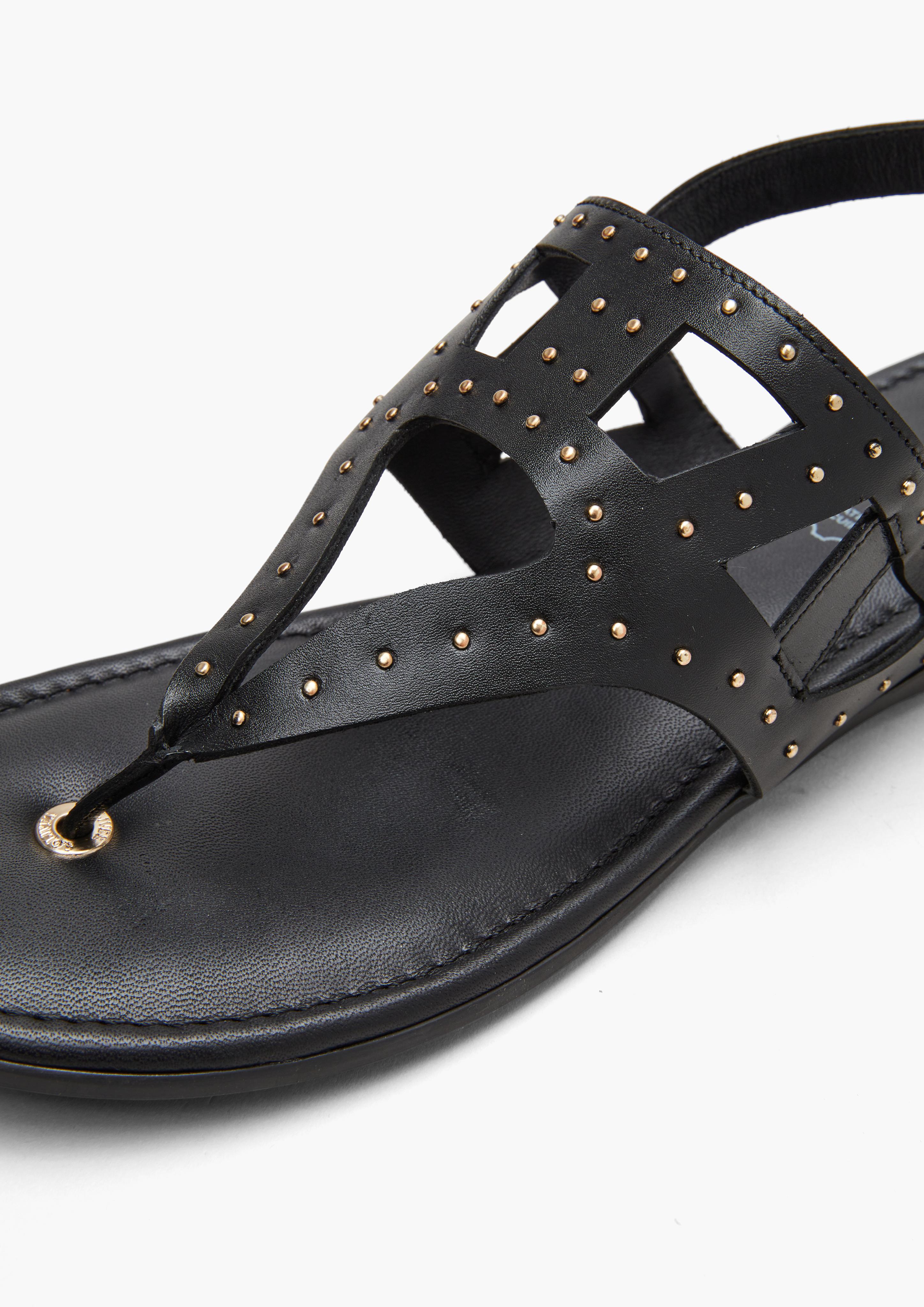 Leder-Sandalen mit Nieten-Besatz  101.101.103.28114-001