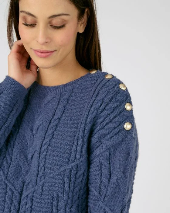 Pull chaud à torsades et boutons Thermolactyl