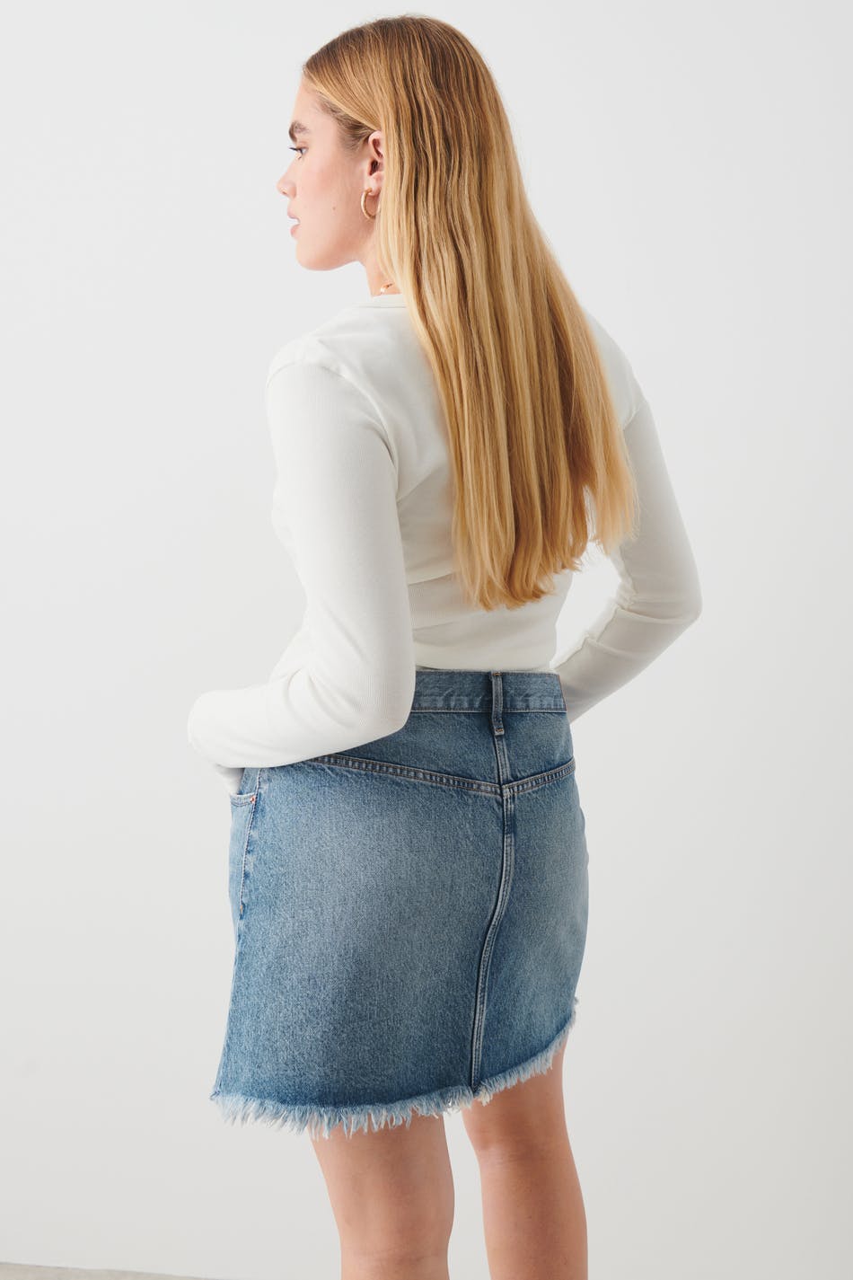 Wrap denim skirt