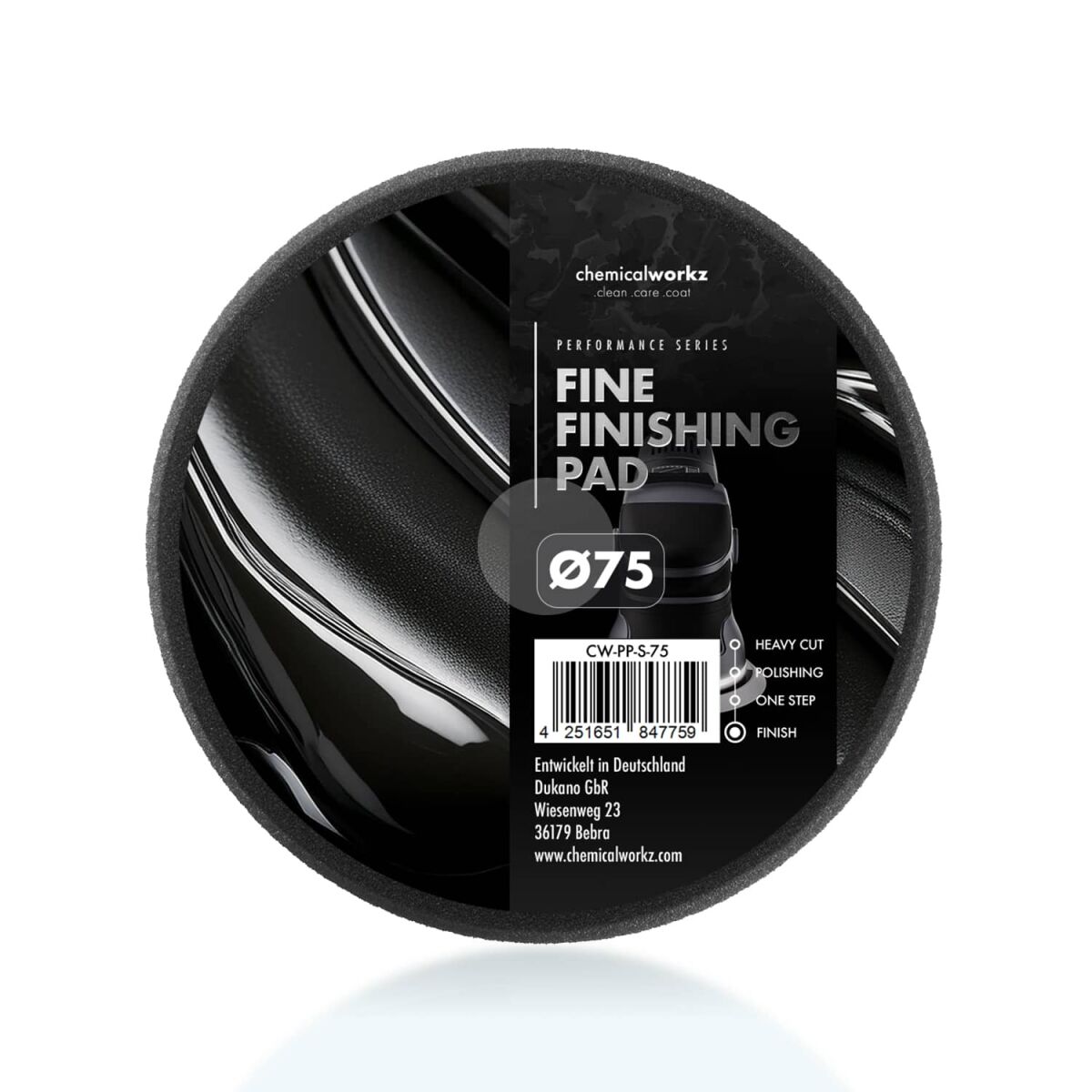 chemicalworkz Fine Finishing Performance Pad 75mm schwarz