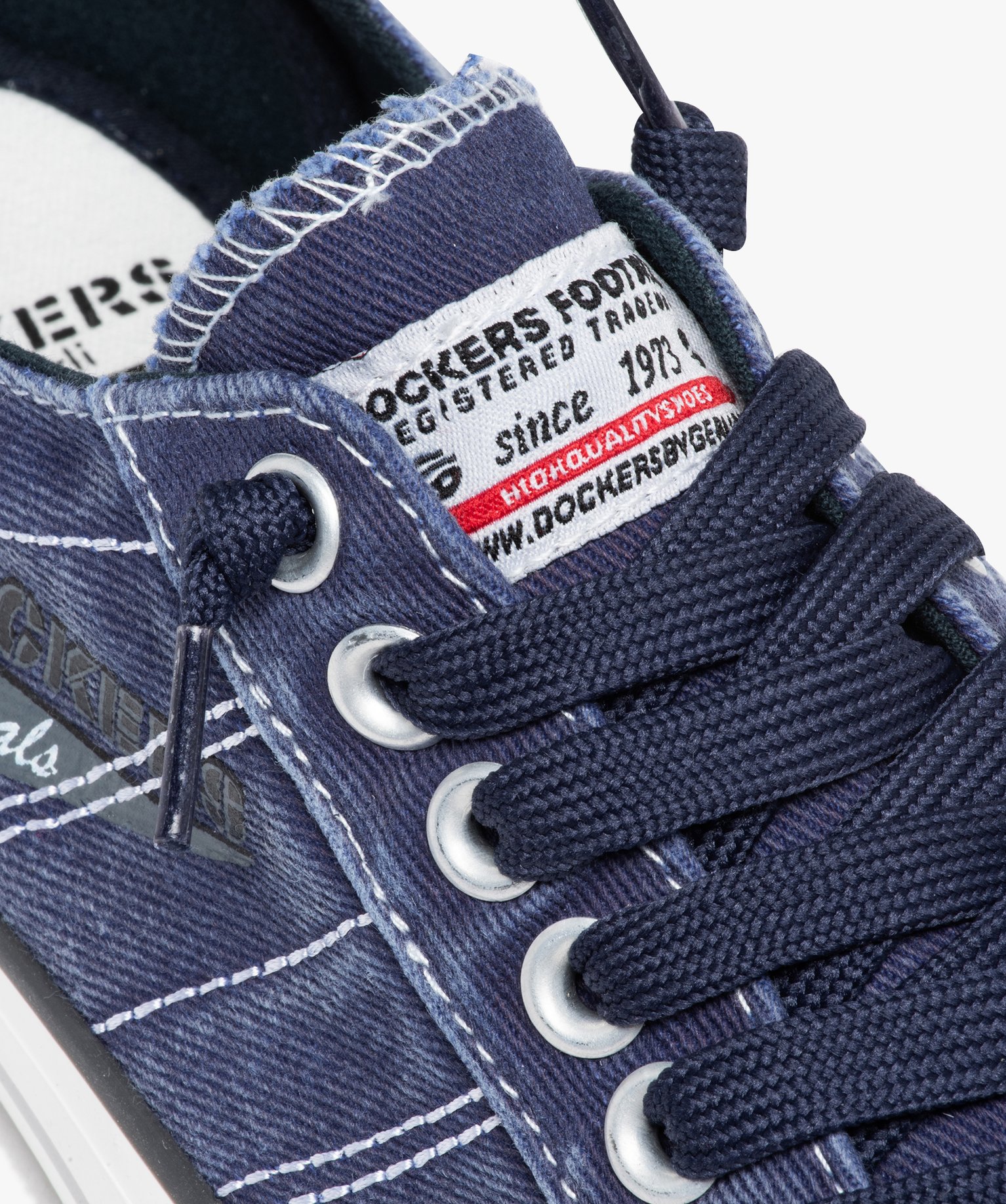 Baskets homme en toile denim unie à lacets - Dockers marine | GEMO