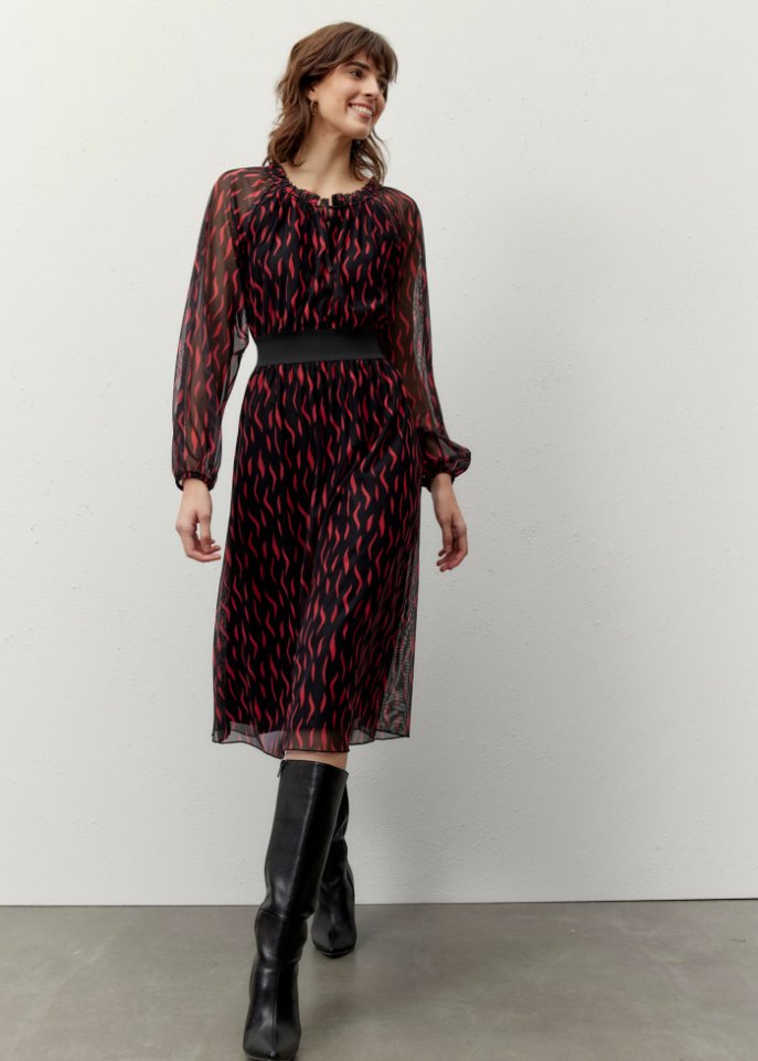 bedrucktes Mesh-Midikleid