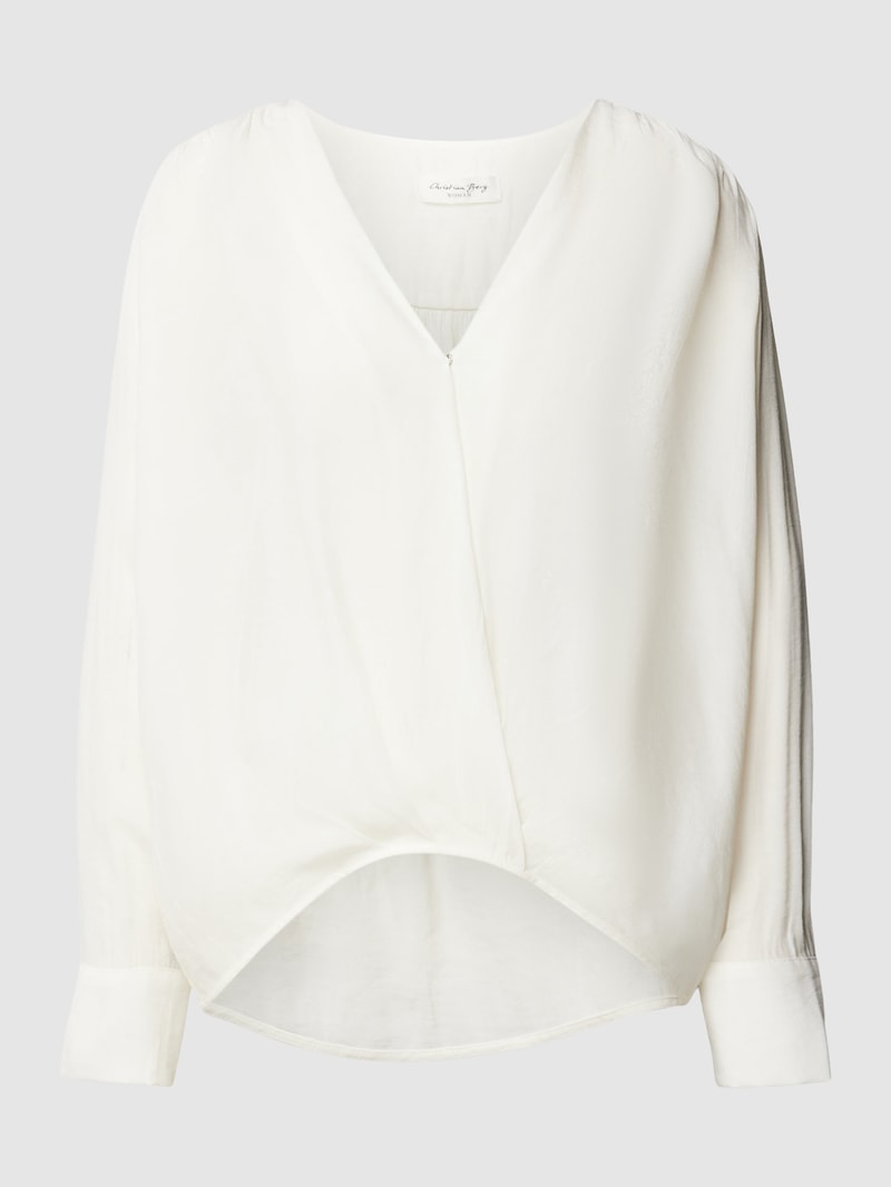 Blusenshirt aus Viskose-Mix mit V-Ausschnitt in offwhite