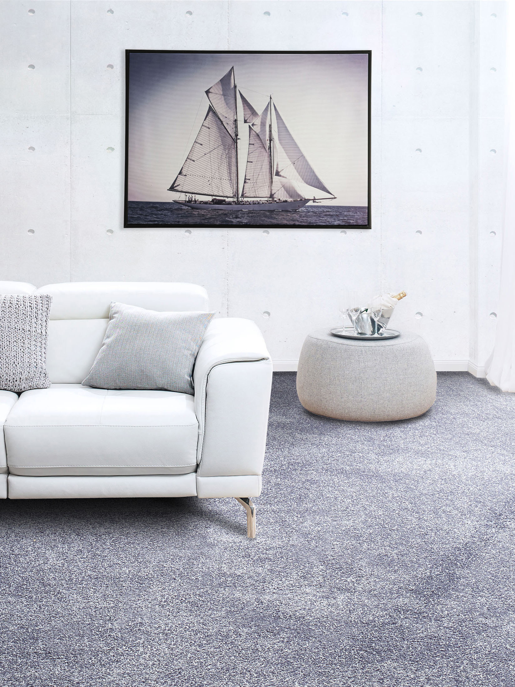 Zweimaster Leinwand Druck, Grau
