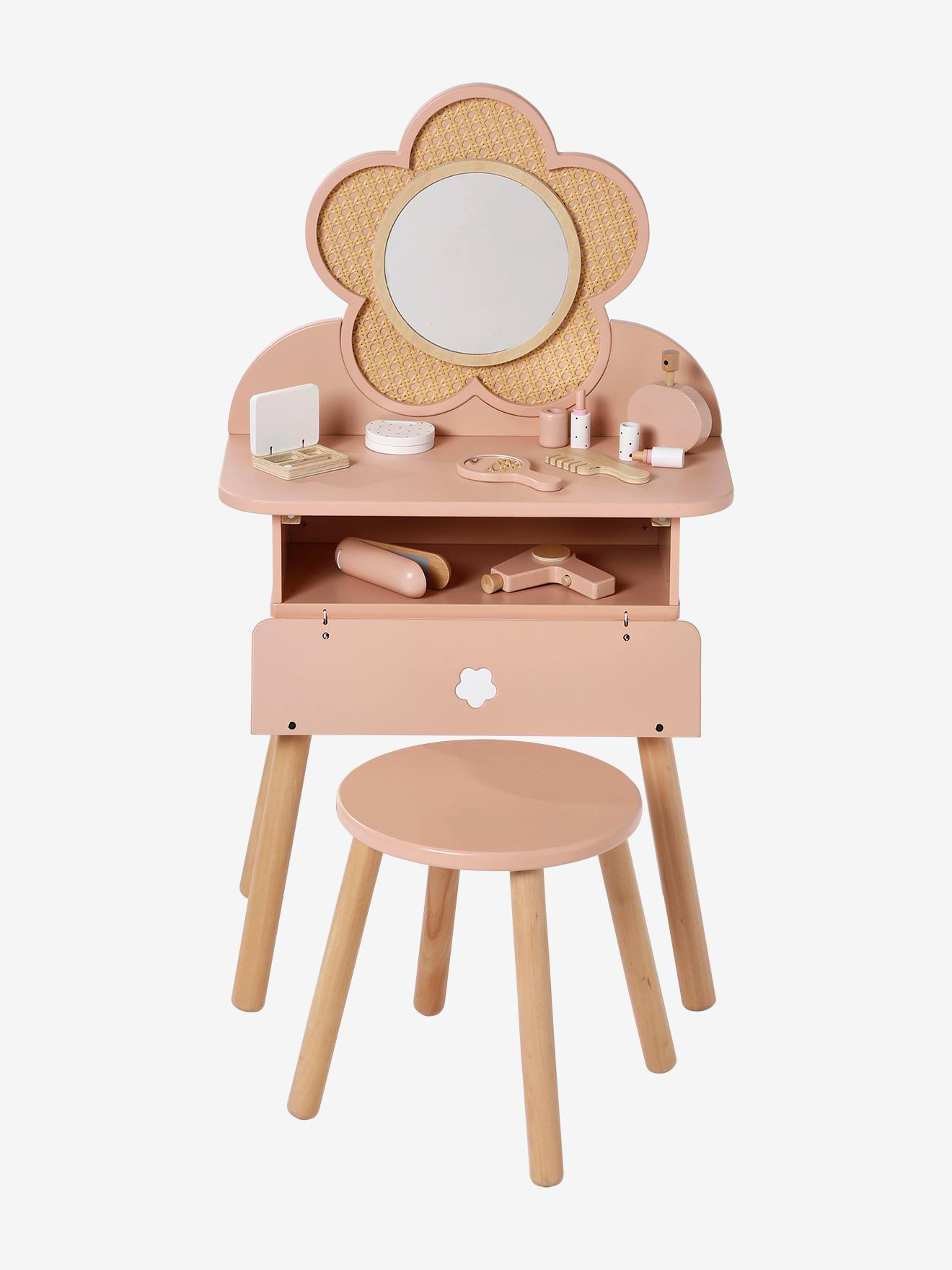 Vertbaudet Kinder Schminktisch mit Zubehör, Holz FSC - rosa