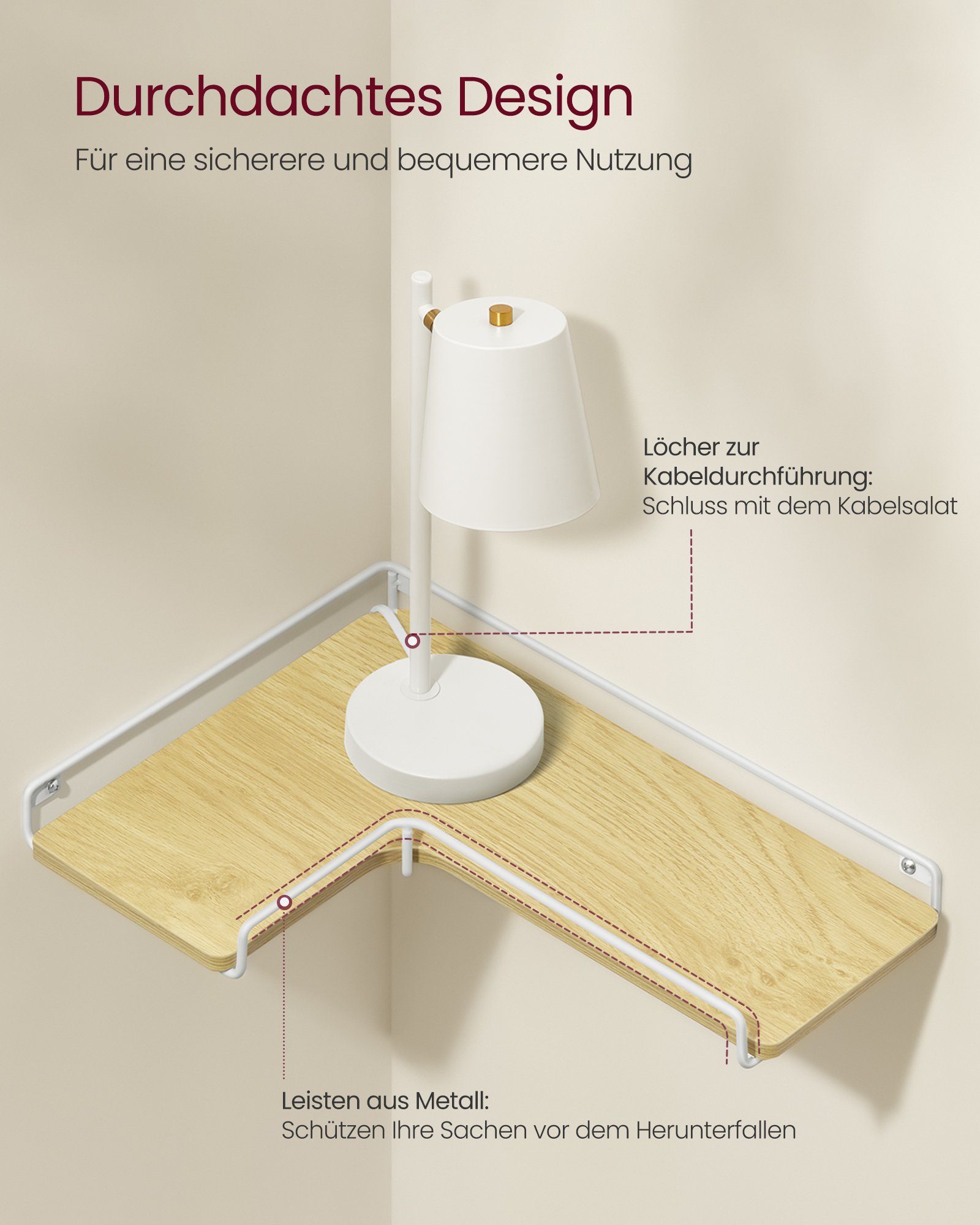 VASAGLE Eckregal Wandregal, L-förmiges Eckregal, 2er Set, Industrie-Design