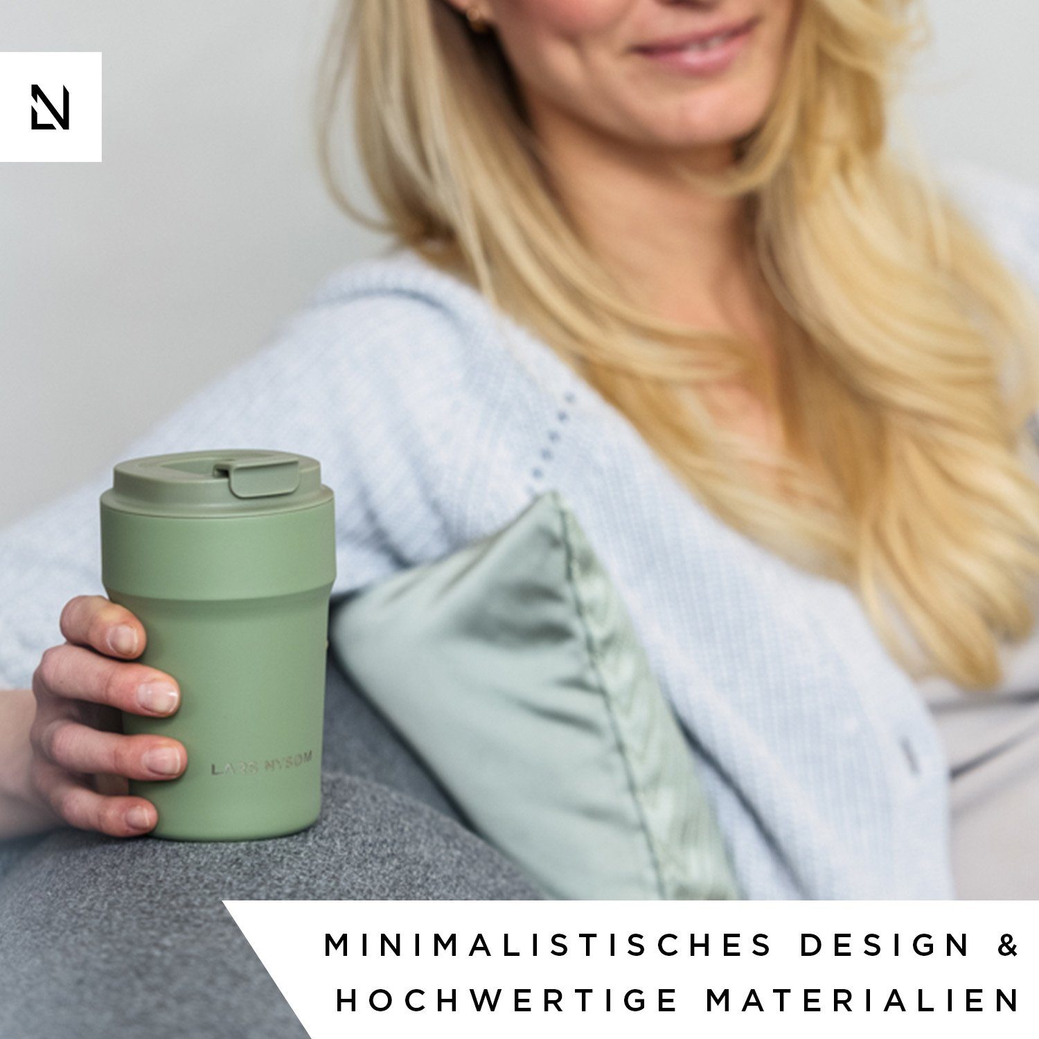 LARS NYSØM Thermobecher Bevægelse, 18/8 Edelstahl, Auslaufsicherer Travel-Mug für Kaffee und Tee unterwegs 380ml 500ml