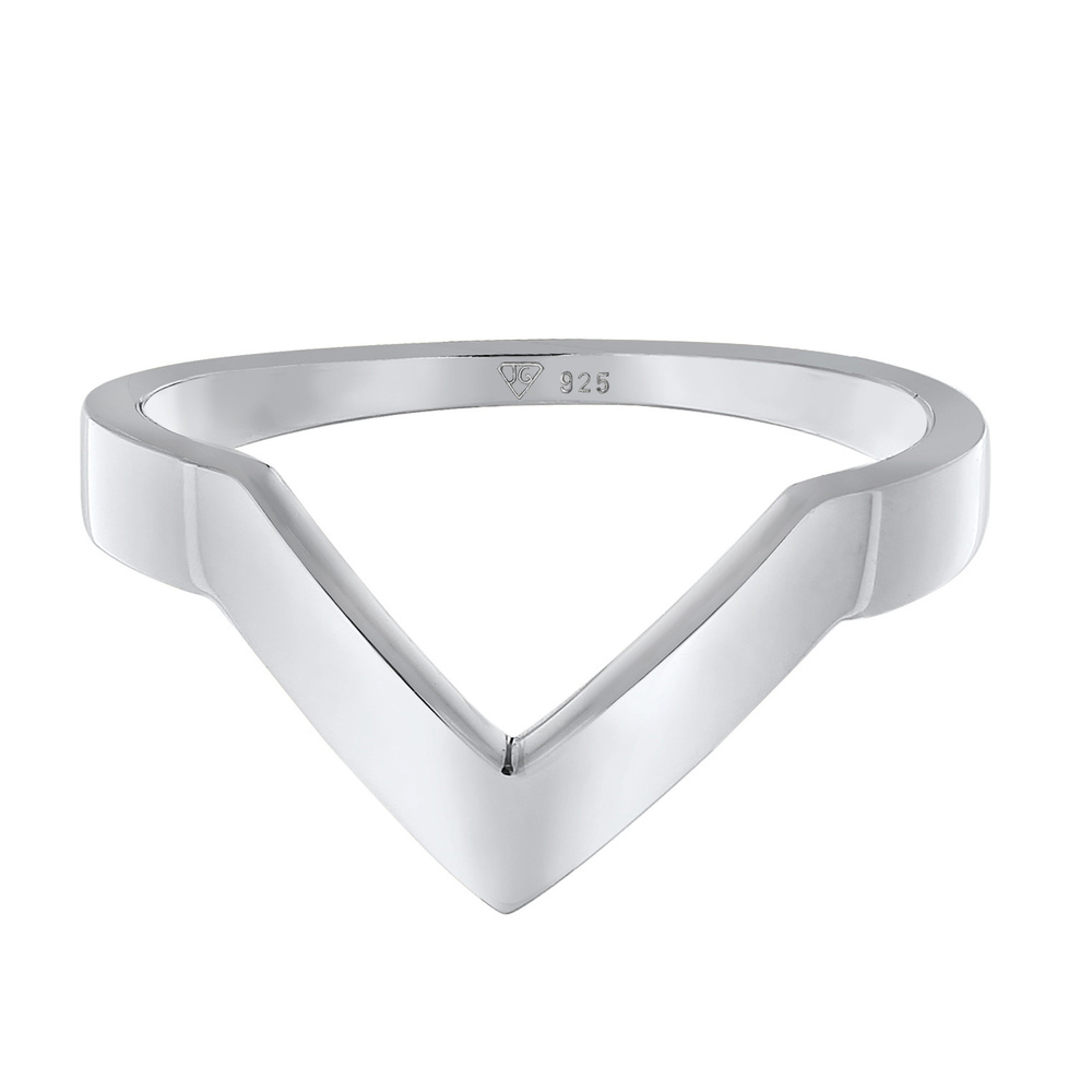 Elli PREMIUM Elli PREMIUM Bague Femmes Forme de V Géo Basique en Argent Sterling 925 Rhodié Bague