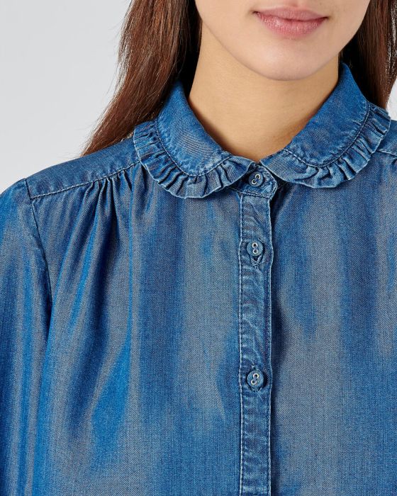 Chemisier col claudine fibres lyocell