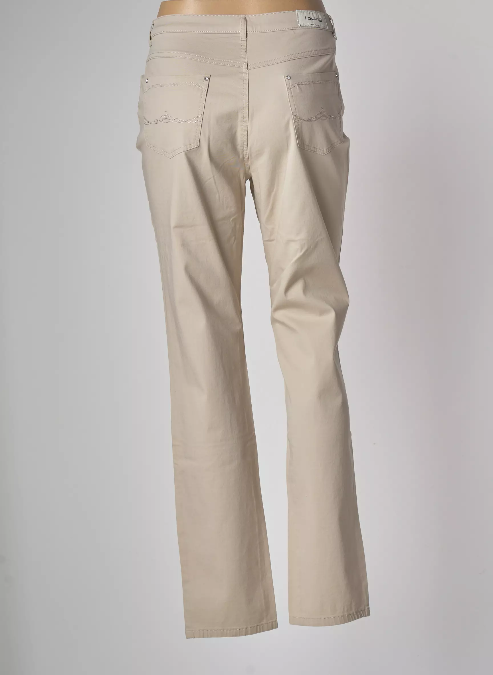 I Quing Pantalons Droits Femme couleur beige