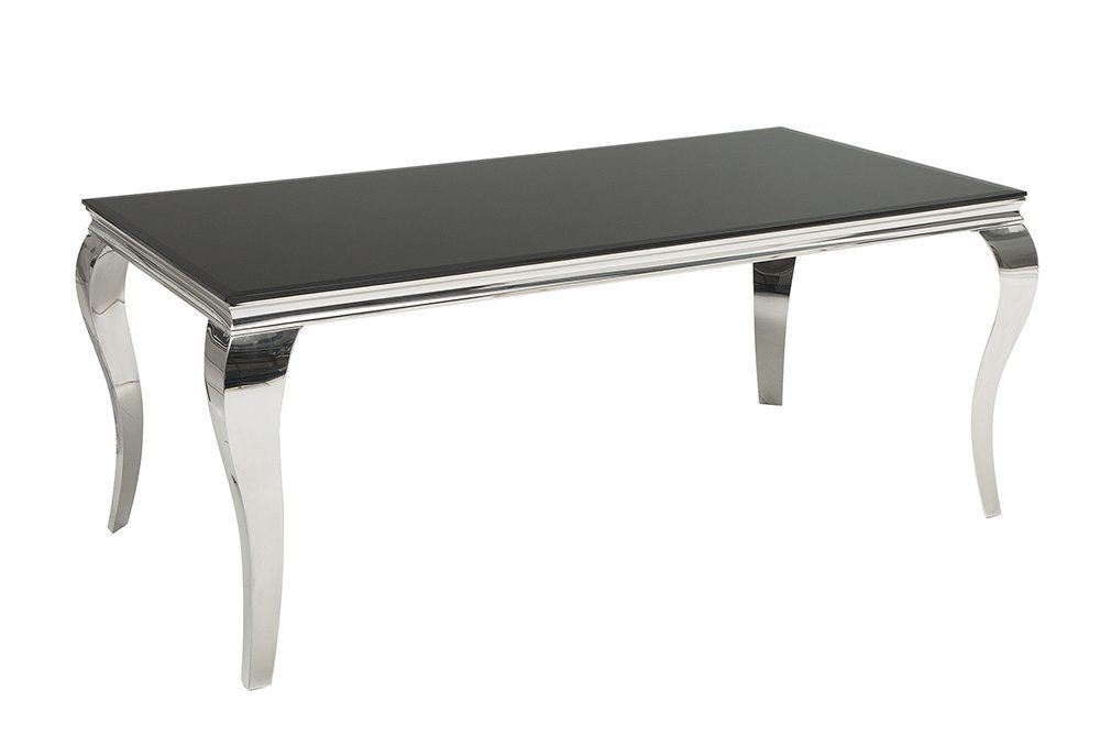 riess-ambiente Esstisch MODERN BAROCK 180cm schwarz, Tischplatte aus Opalglas · Edelstahl-Beine
