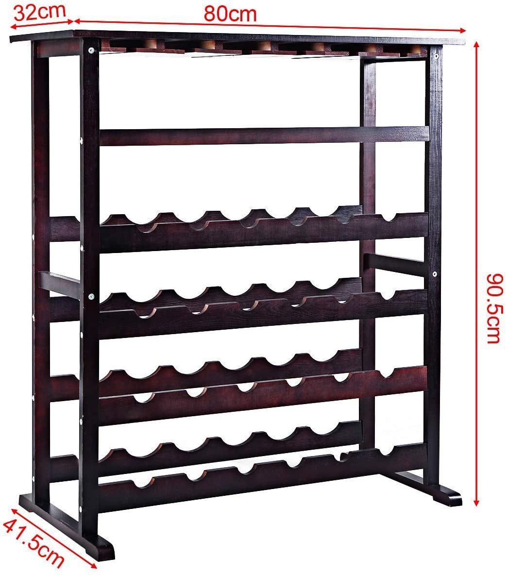COSTWAY Weinregal, für 24 Flaschen, mit 6 Weinglashalter, 80x41,5x90,5cm