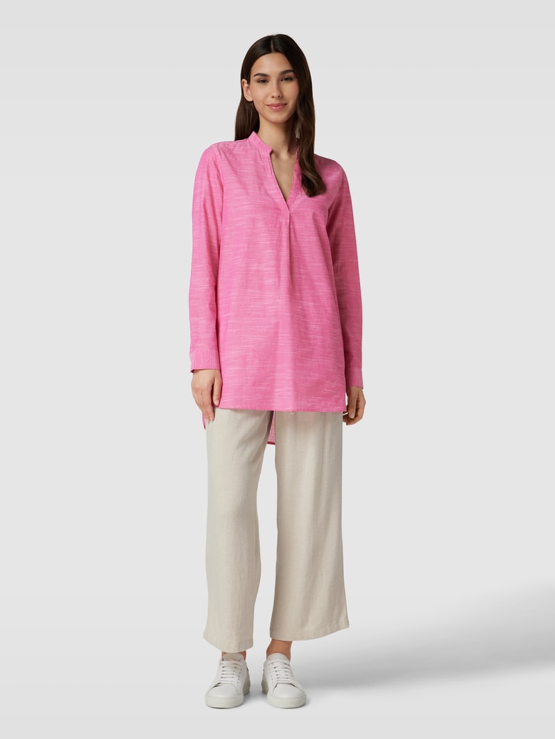 Longbluse mit V-Ausschnitt in fuchsia