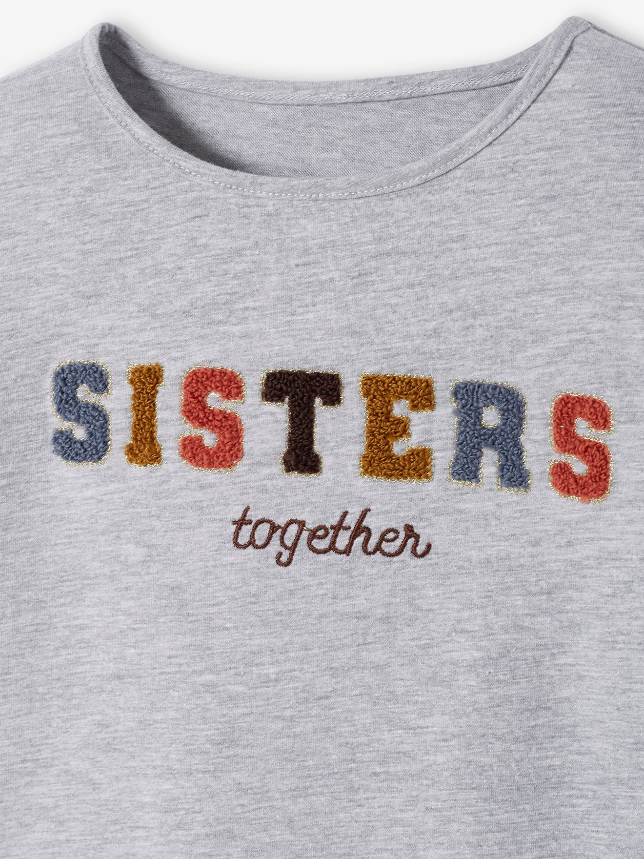 Tee-shirt message en bouclettes fille blanc