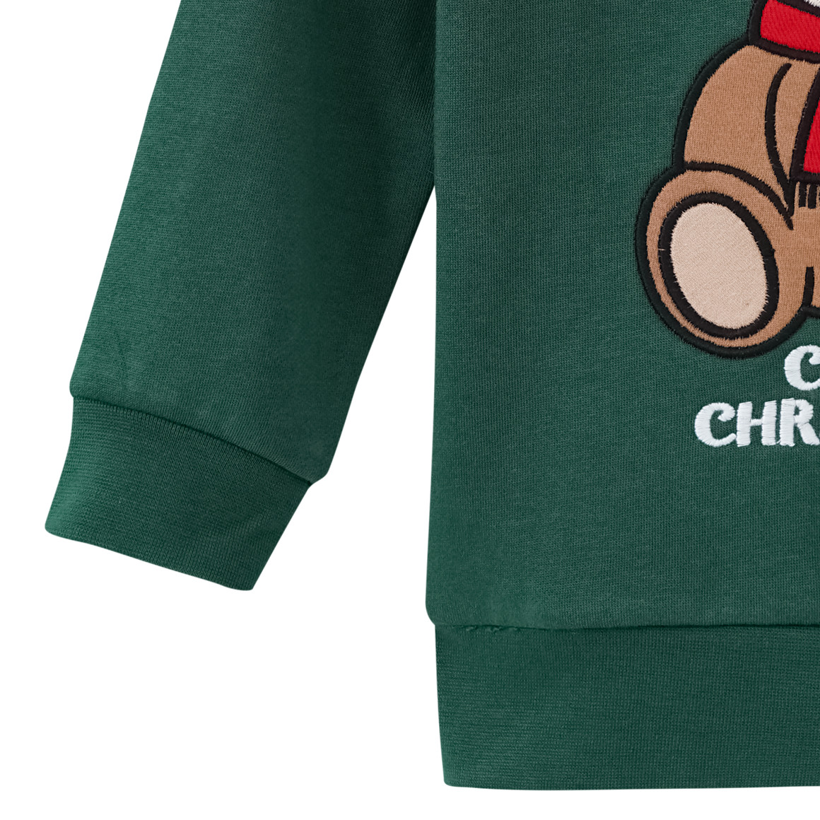 Mädchen Weihnachtssweatshirt mit Applikation dunkelgrün