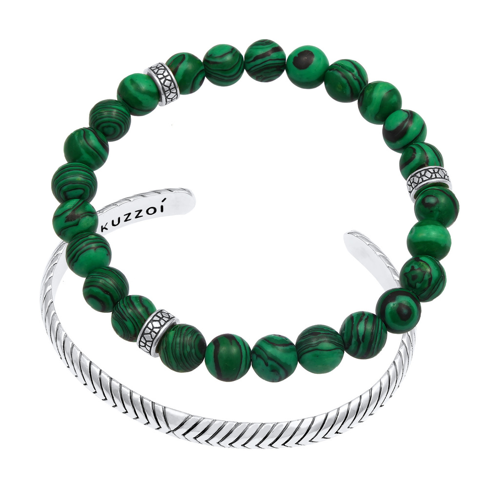 KUZZOI KUZZOI Bracelet Ensemble de bijoux vert oxydé en 925/1000 argent massif Bracelet