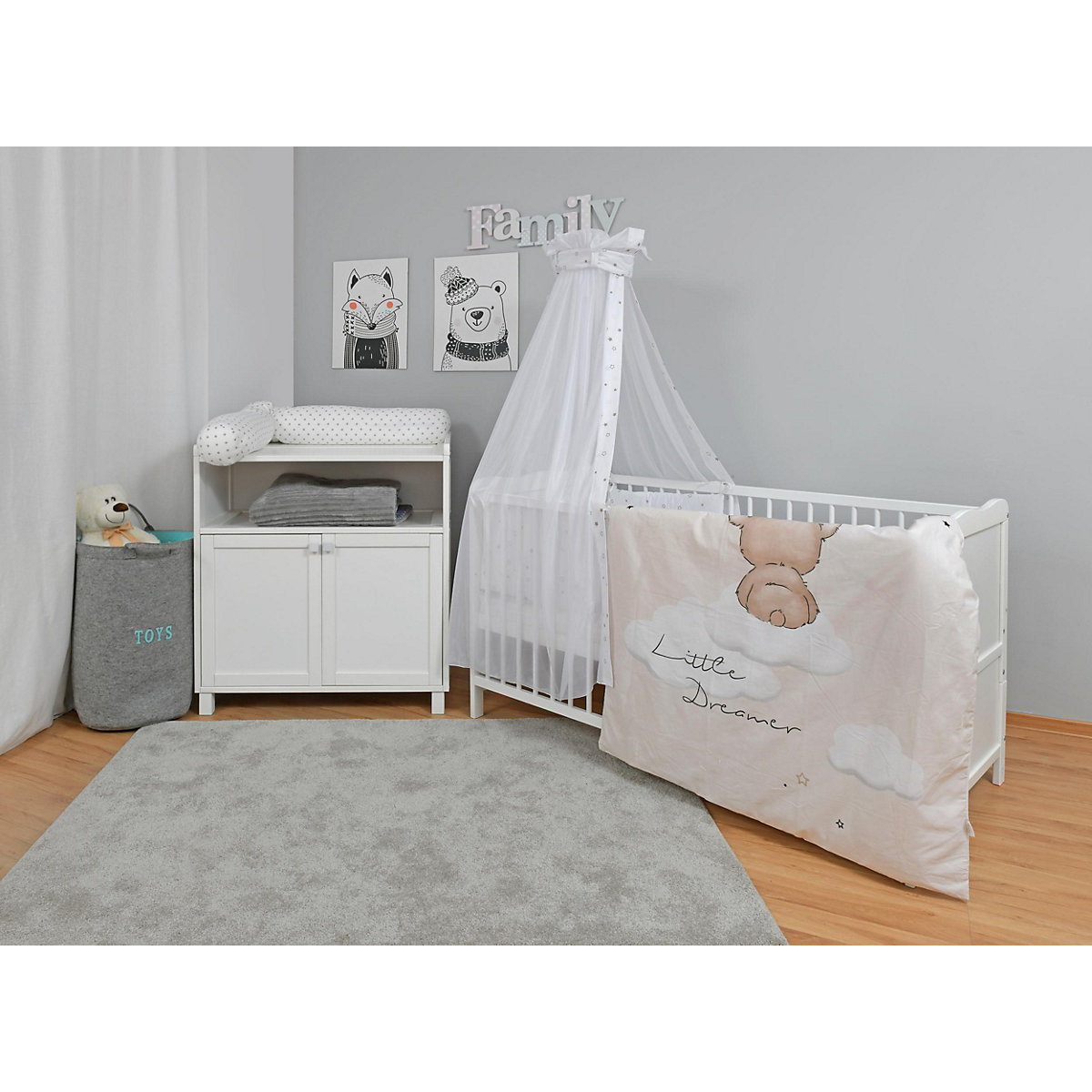 Komplettbett 70 x 140 cm, Little Dreamer, Kiefer weiß