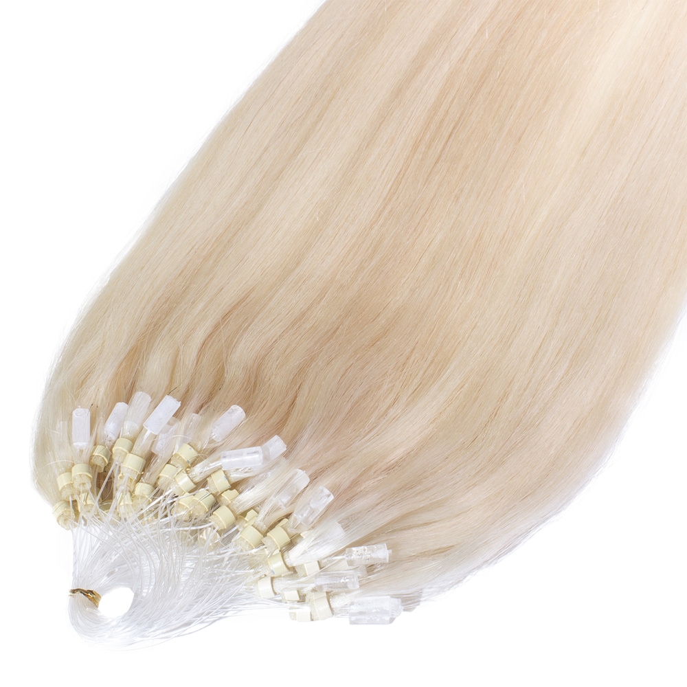 hair2heart Extensions à froid Microring Premium cheveux naturels #60 Blond clair 0.5g extensions