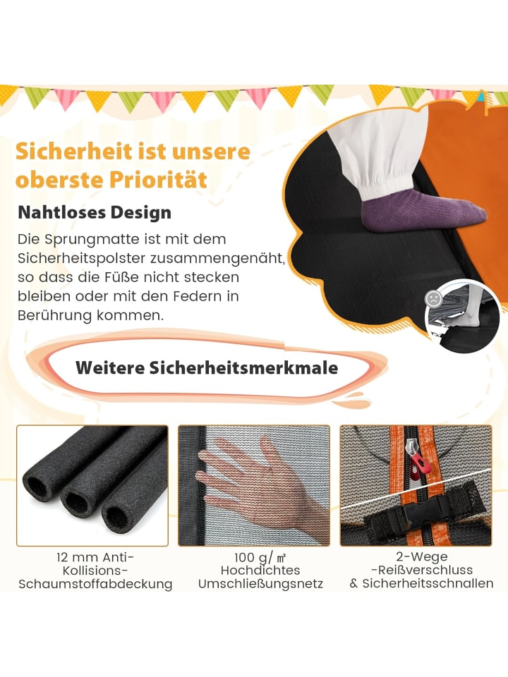 COSTWAY 2 in 1 Trampolin in Orange günstig kaufen 210 cm